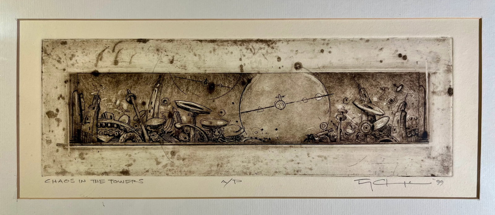 1999 Etching Chaos in the Towers Artist Proof Signed by the Artist, Framed - 2