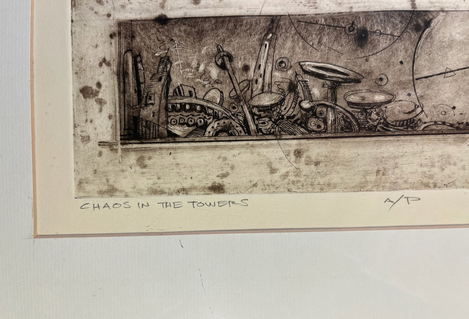 1999 Etching Chaos in the Towers Artist Proof Signed by the Artist, Framed - 4