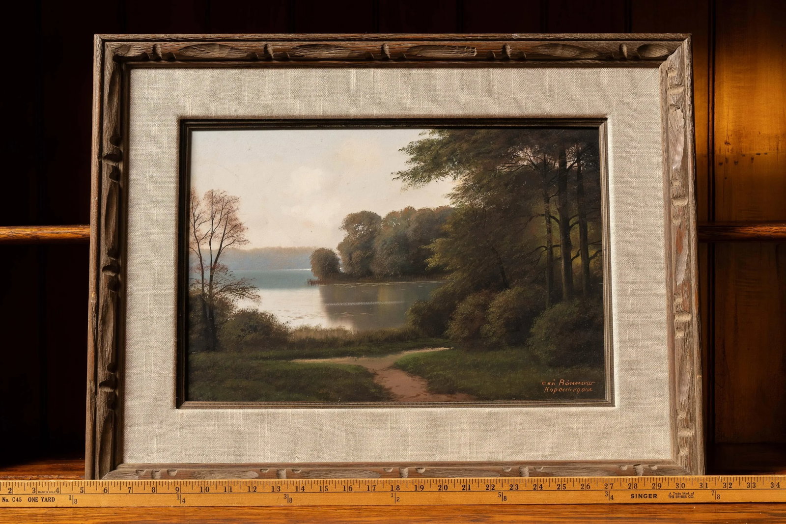 Vintage Framed Danish Landscape Print, Signed - 3