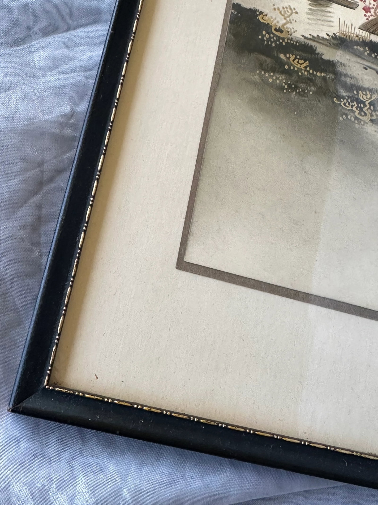 Original Artist Signed Antique Japanese Watercolor Painting of Mt Fuji With Boats on the Water - 6