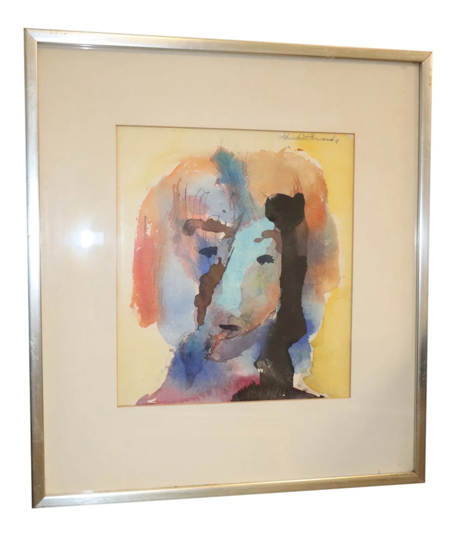 1970s Vintage Humpert Howard Watercolor Painting: 1905 - 1990 Humbert Howard of Philadelphia, born in 1905, is an important figure among contemporary African-American artists. Howard was educated at Howard University in Washington, D.C., the