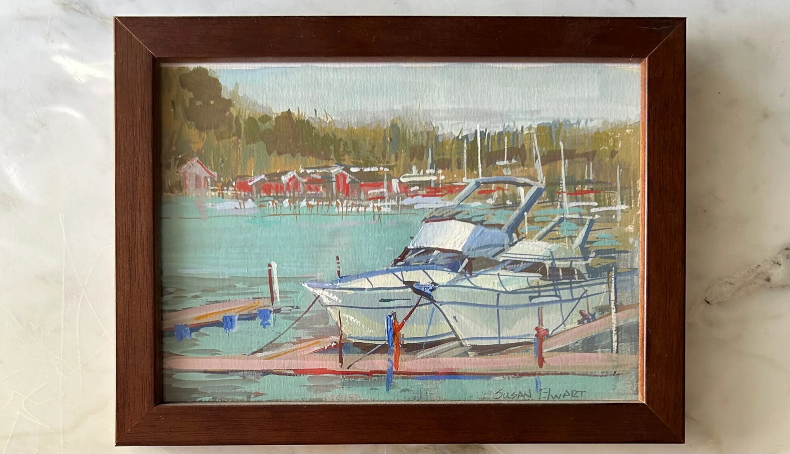 In the Slips Nautical Gouache Painting by Susan Elwart (Hall) - 3