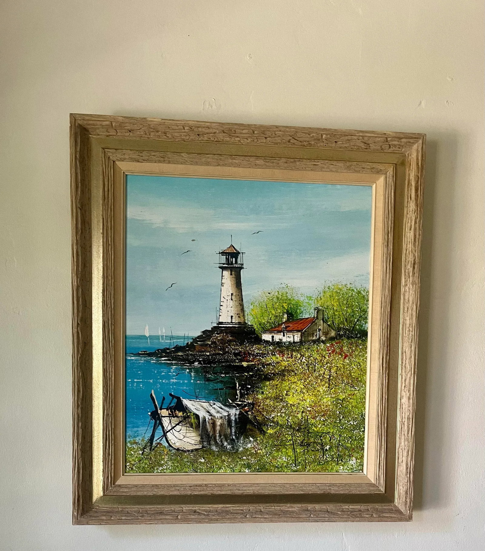 1960s Vintage Mid-Century Modern Painting, Framed - 2