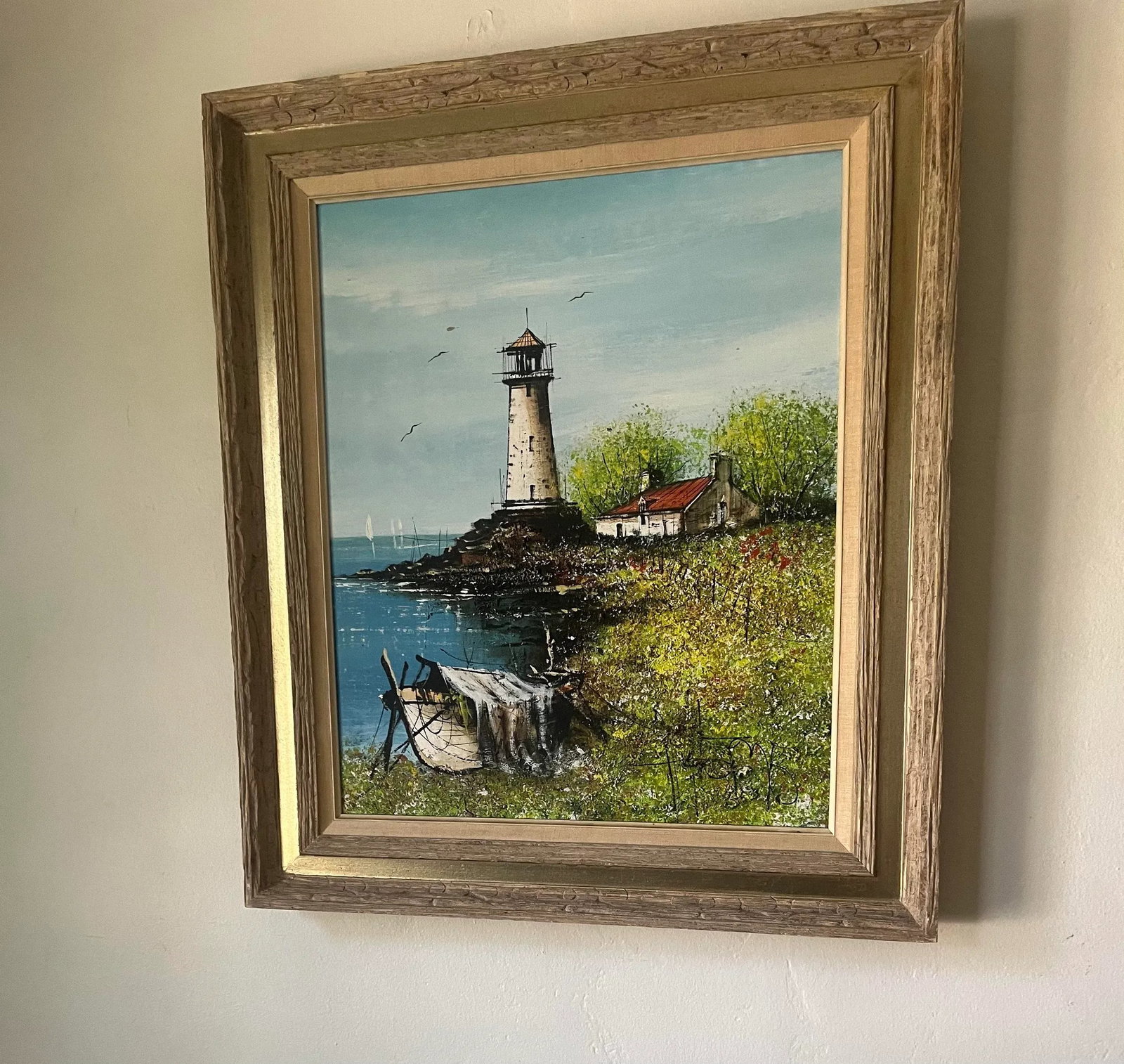 1960s Vintage Mid-Century Modern Painting, Framed - 3
