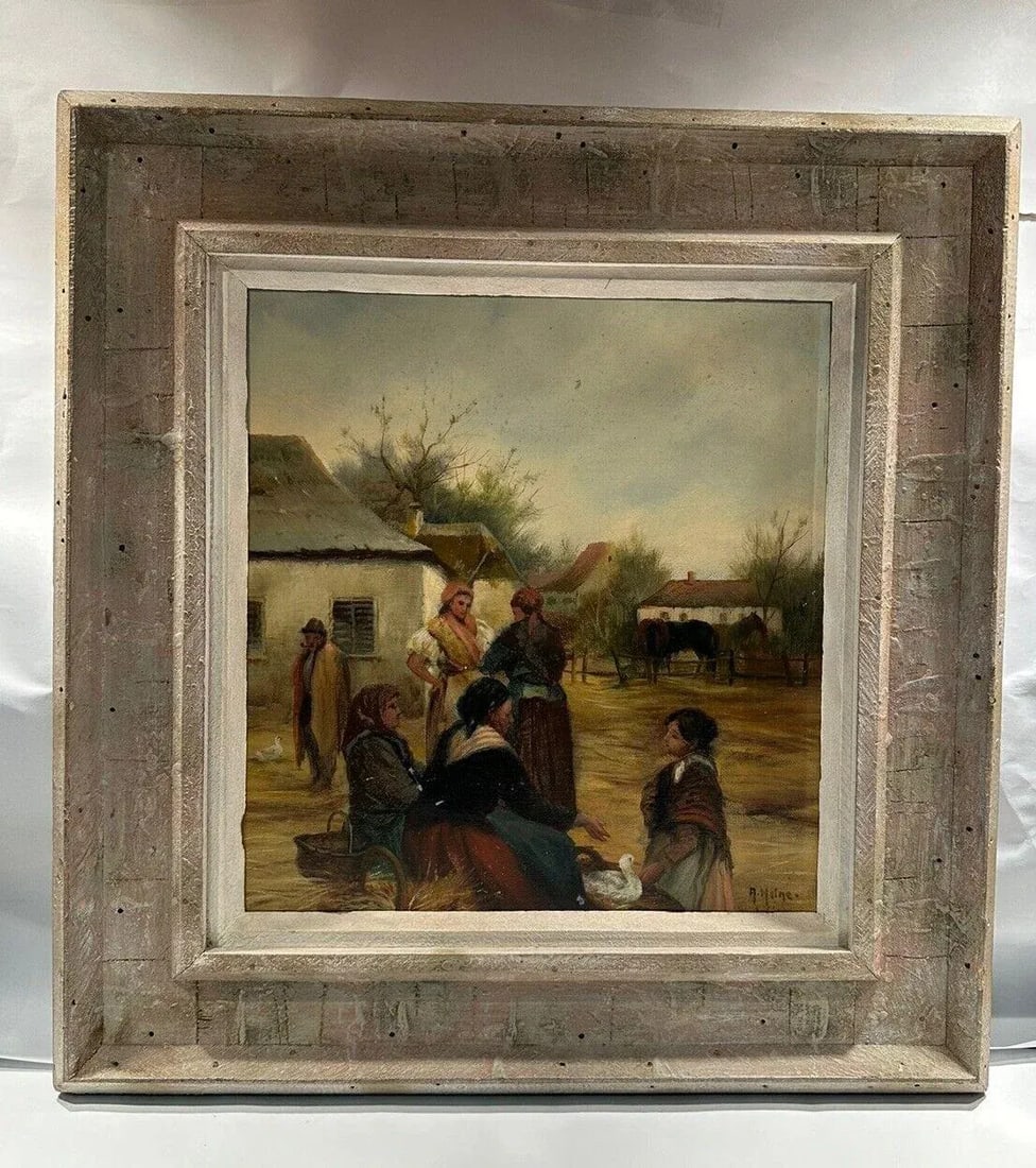 19th Century Austrian Oil Painting of Peasant Women in the Countryside - 3