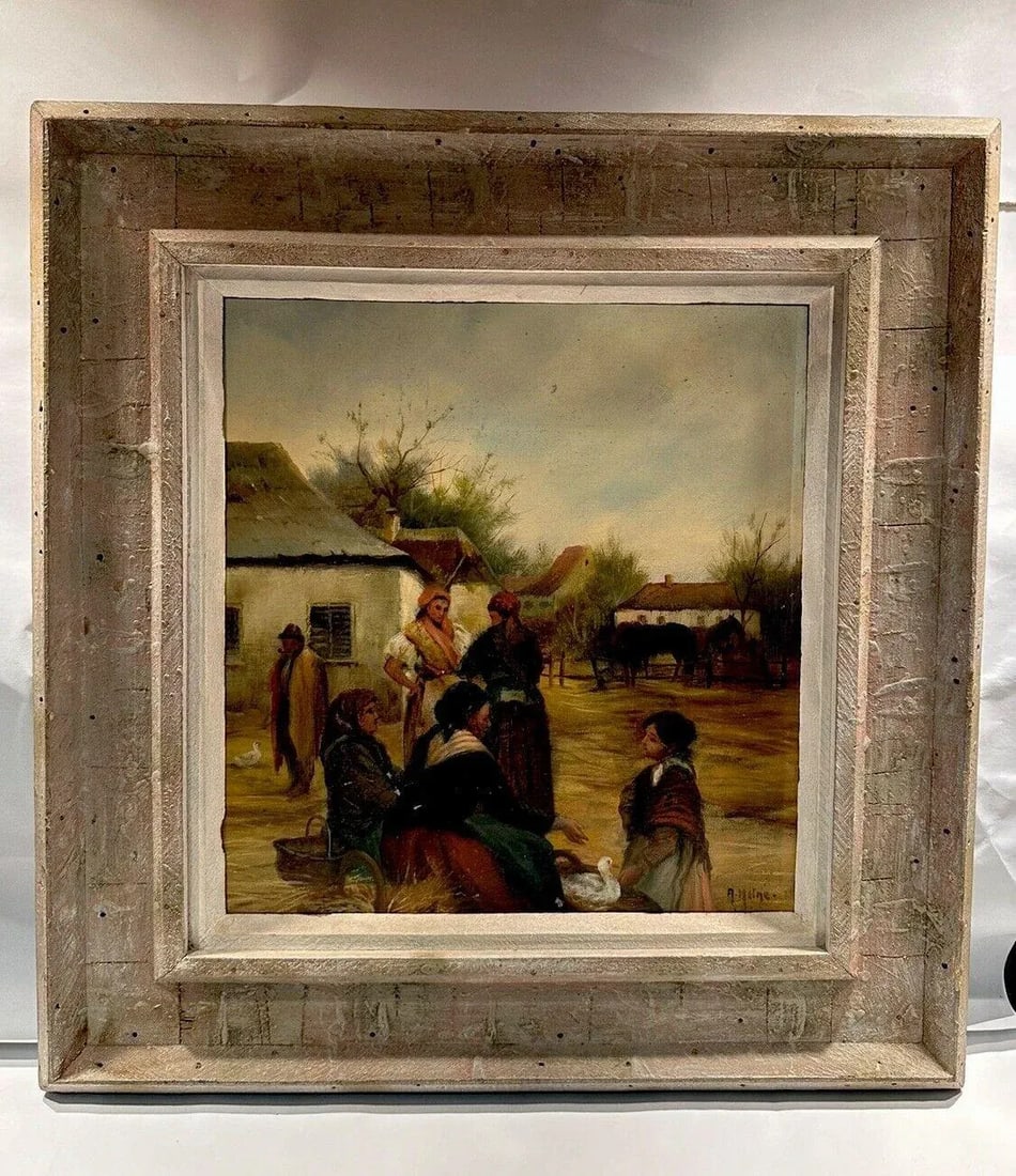 19th Century Austrian Oil Painting of Peasant Women in the Countryside - 5