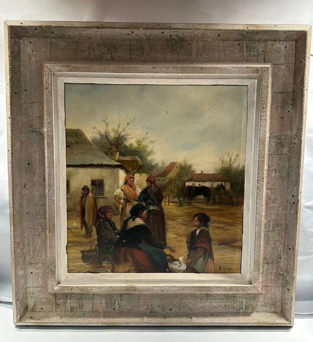 19th Century Austrian Oil Painting of Peasant Women in the Countryside - 9