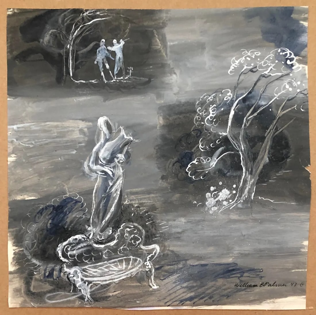 1947 Garden Scene Painting by William Palmer - 5
