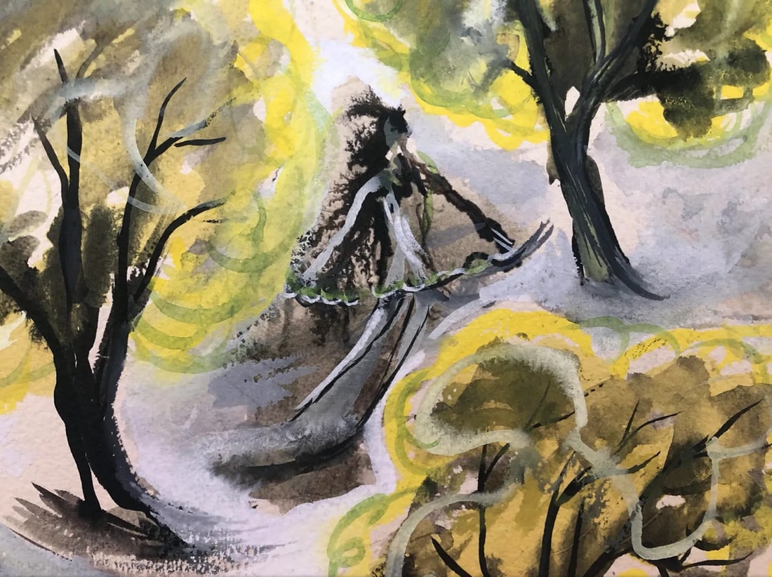 1947 William Palmer Dancer in Landscape Watercolor - 2