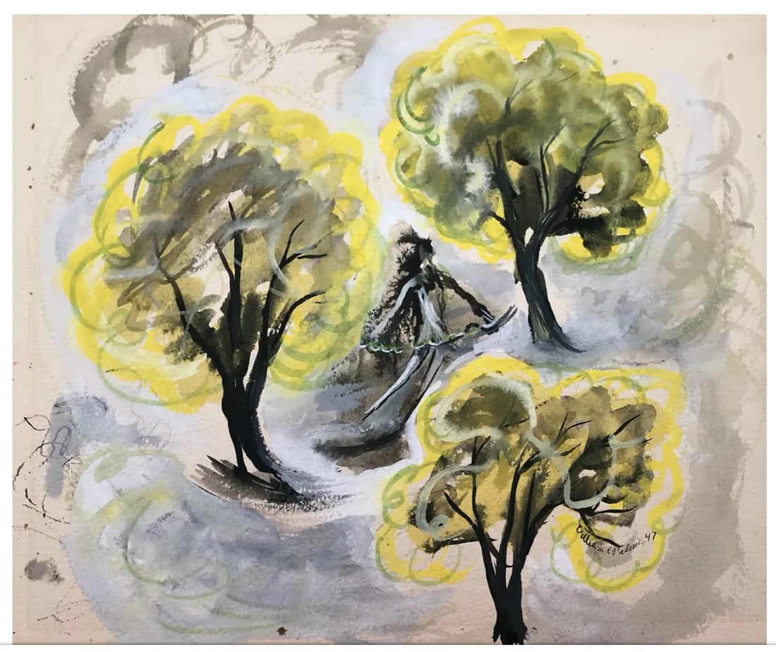 1947 William Palmer Dancer in Landscape Watercolor - 3