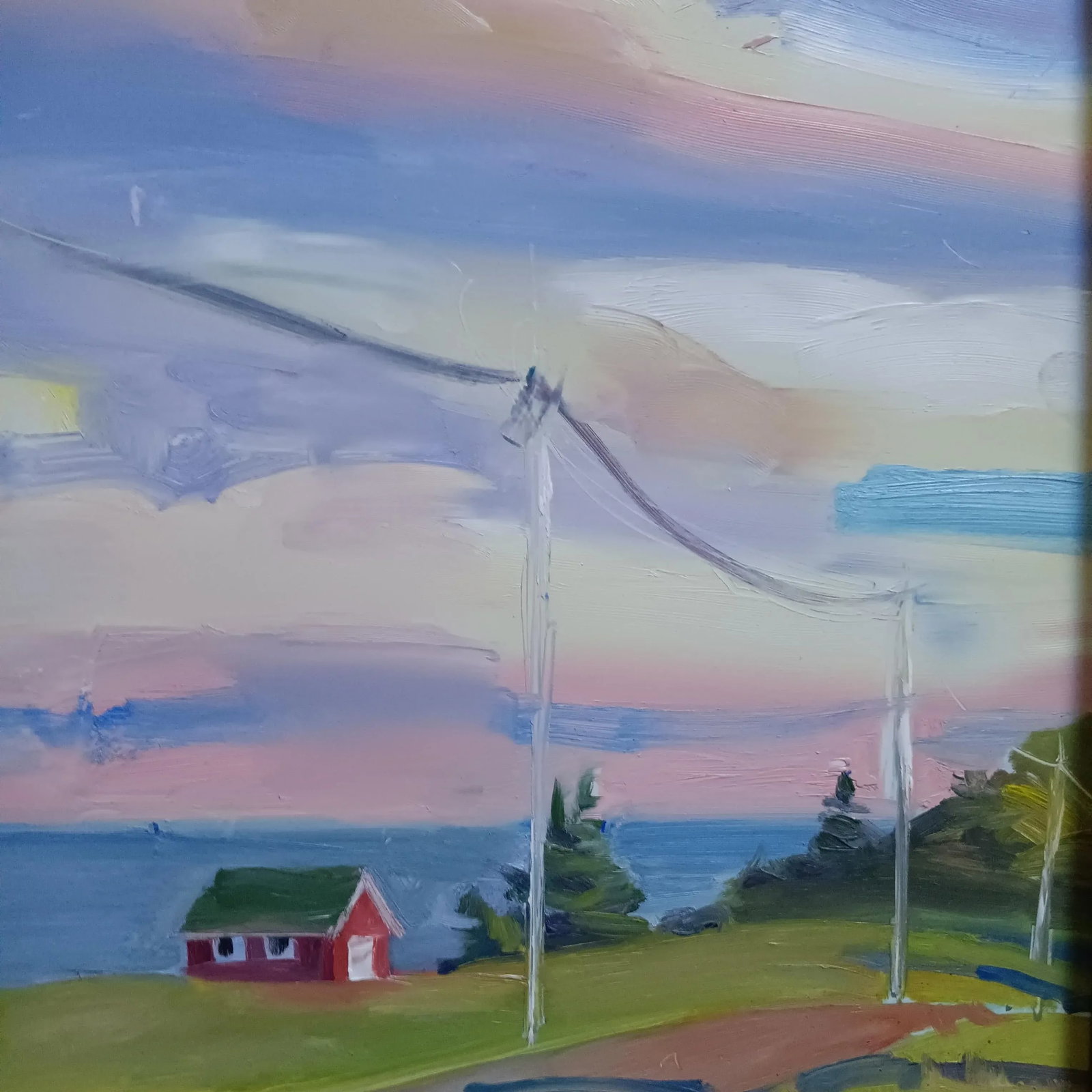 Red Boathouse on Crabtree Point Road Original Oil Painting, Framed - 2