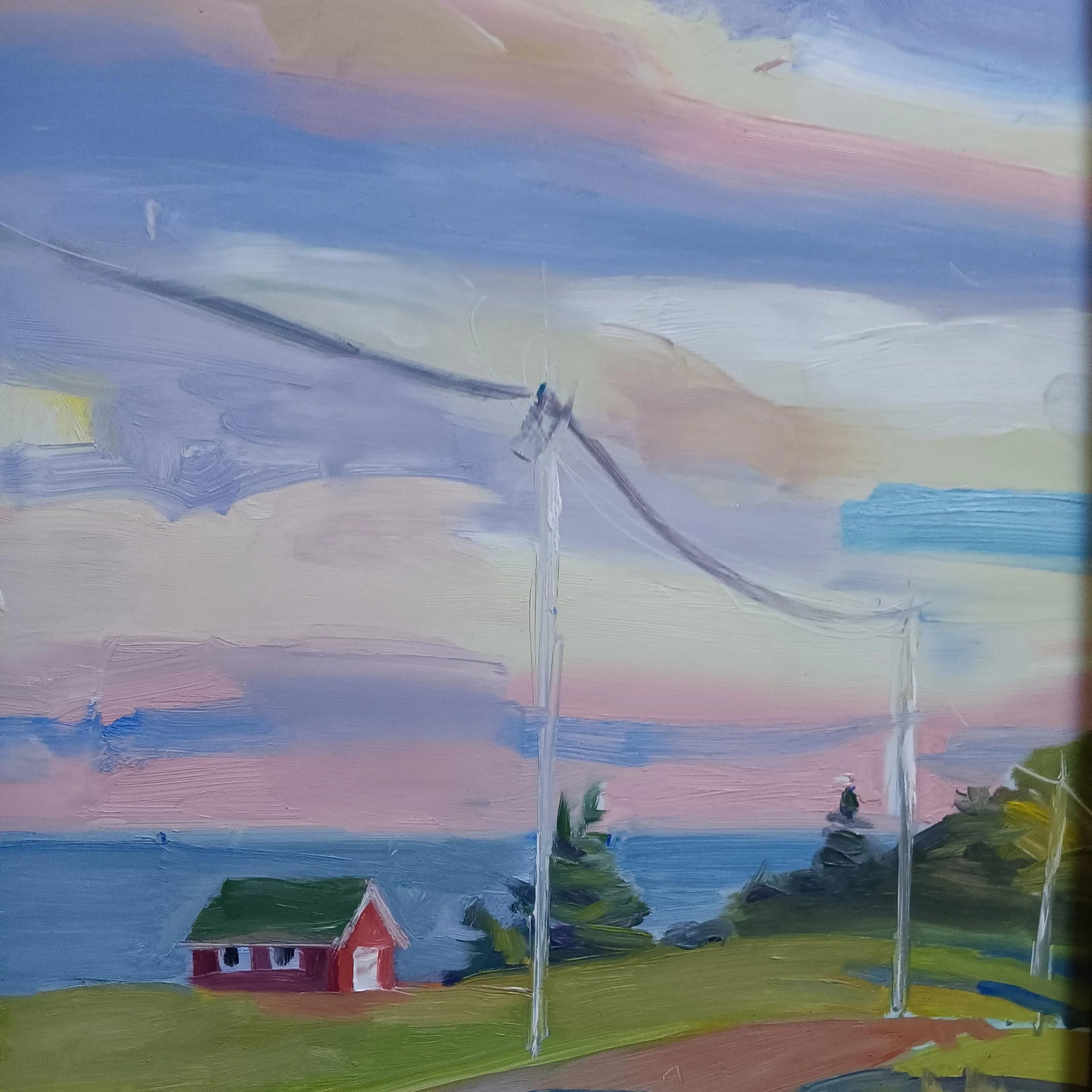 Red Boathouse on Crabtree Point Road Original Oil Painting, Framed - 4