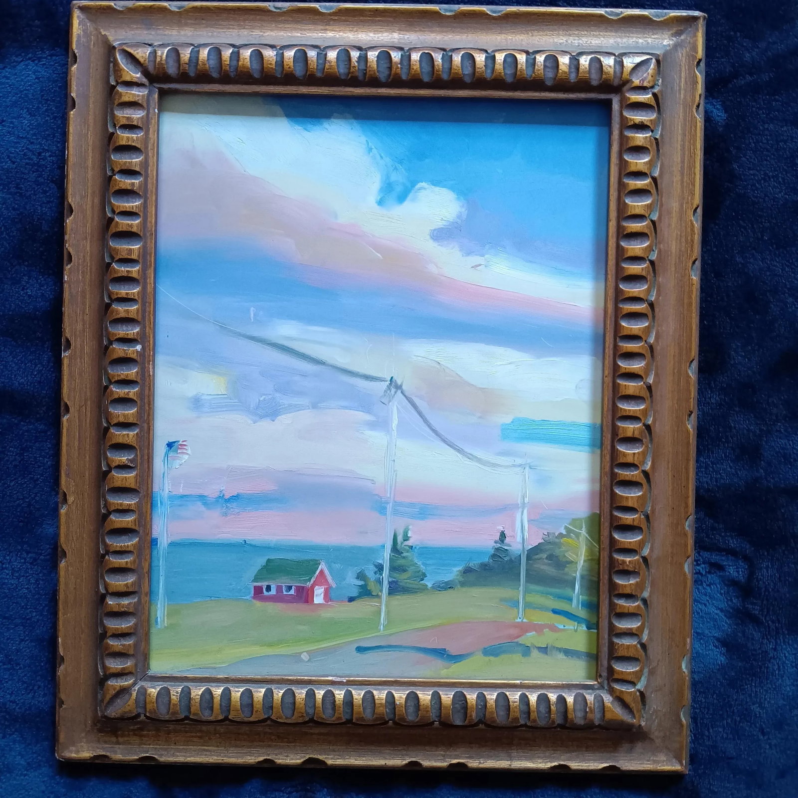 Red Boathouse on Crabtree Point Road Original Oil Painting, Framed - 5