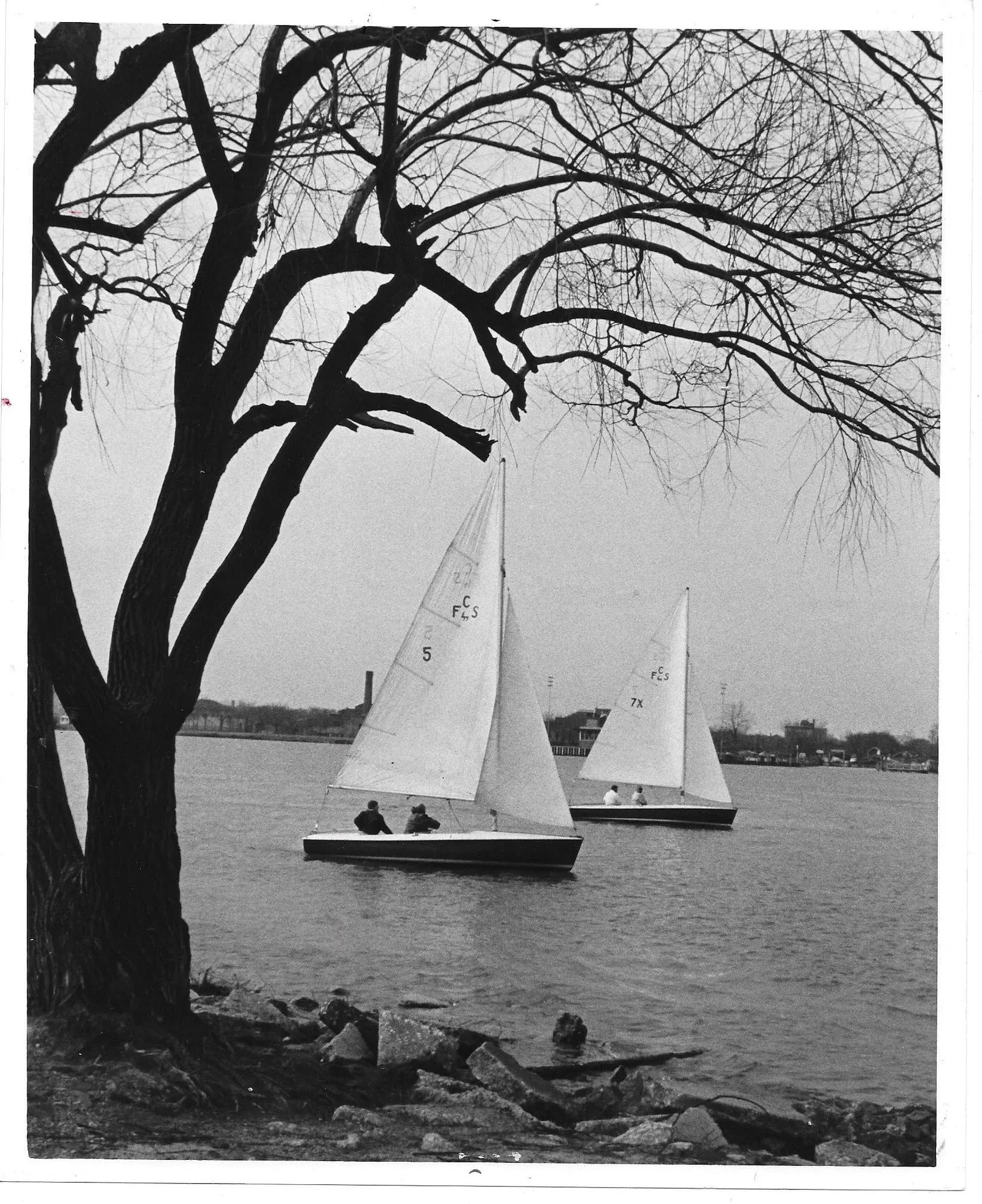 1962 Sailing in Detroit River Black and White Photograph - 2