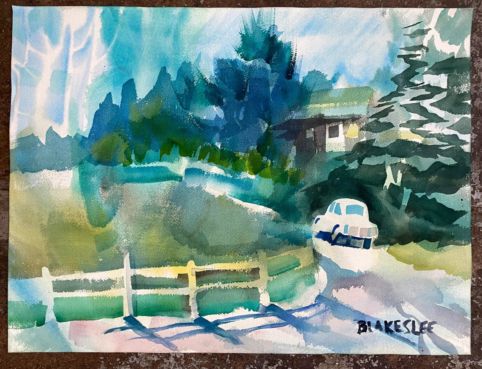 1960s Tina Blakeslee Landscape of a Neighborhood - 2