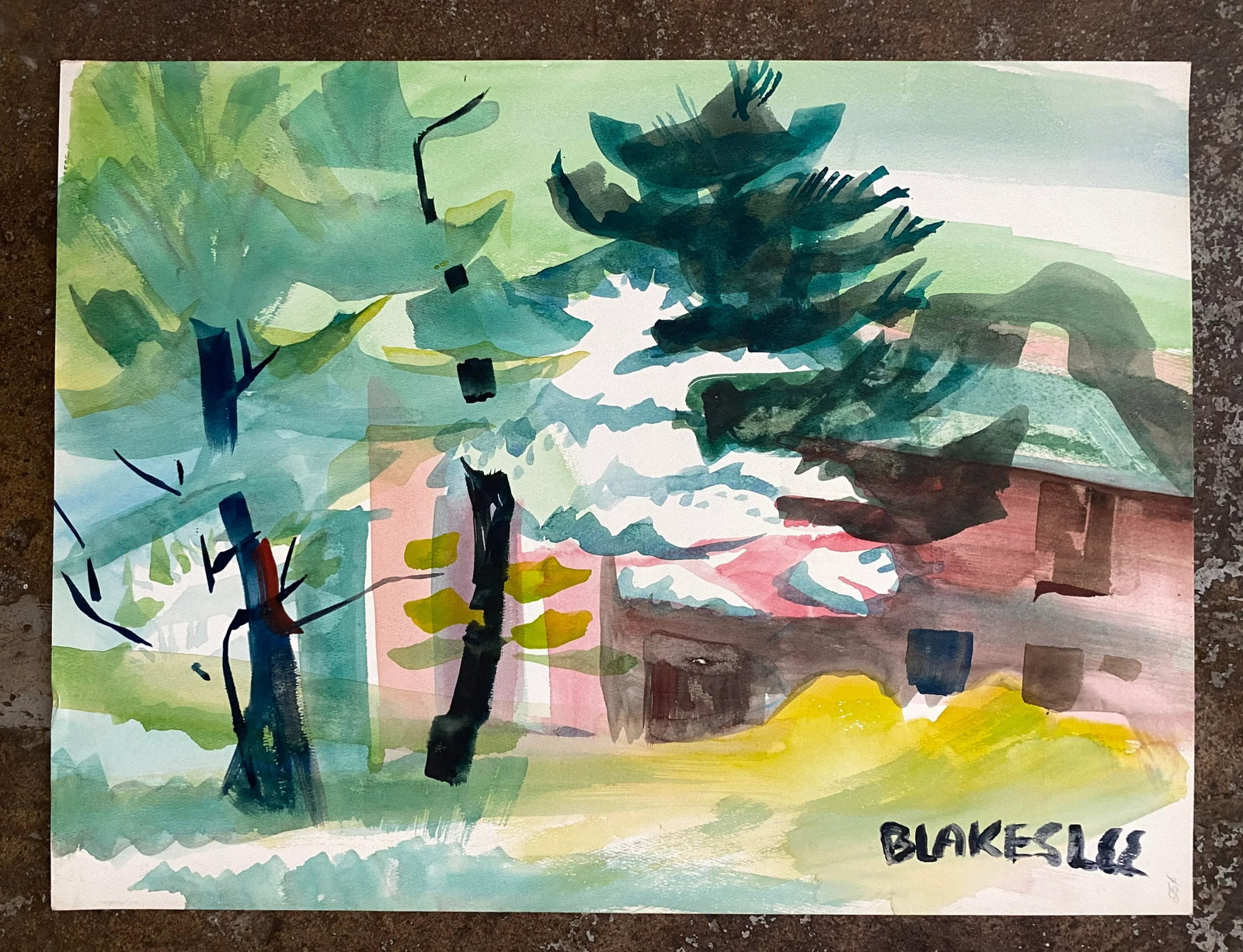 1960s Tina Blakeslee Spring Watercolor Landscape - 2