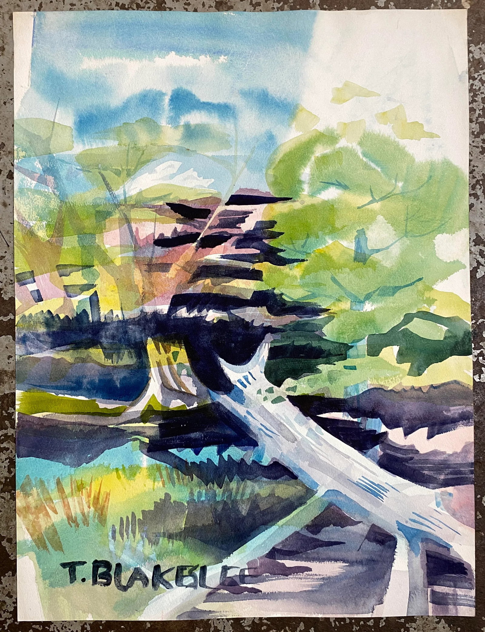 1960s Tina Blakeslee Modern Landscape Painting - 2