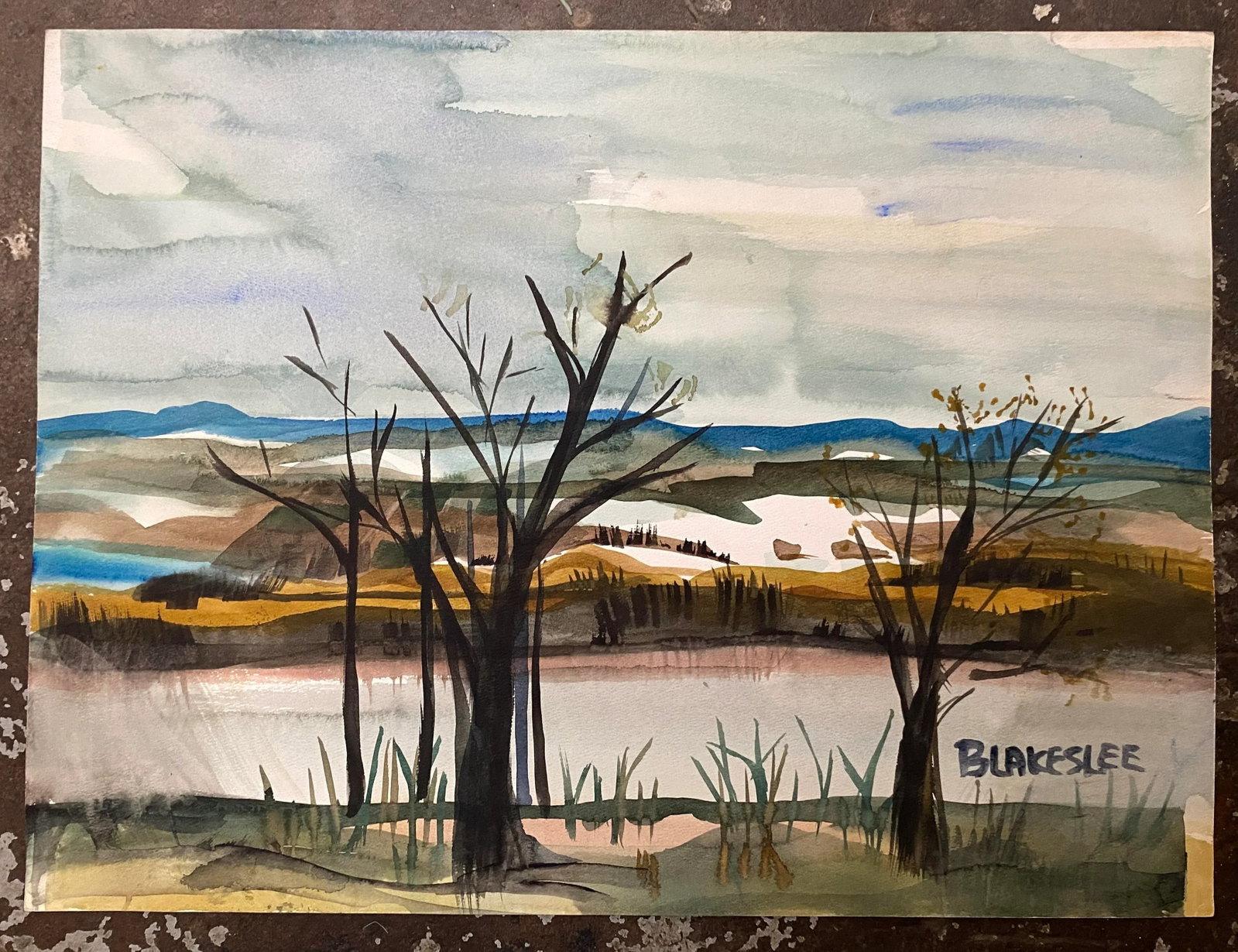 1960s Tina Blakeslee Mid Century Watercolor Landscape - 2