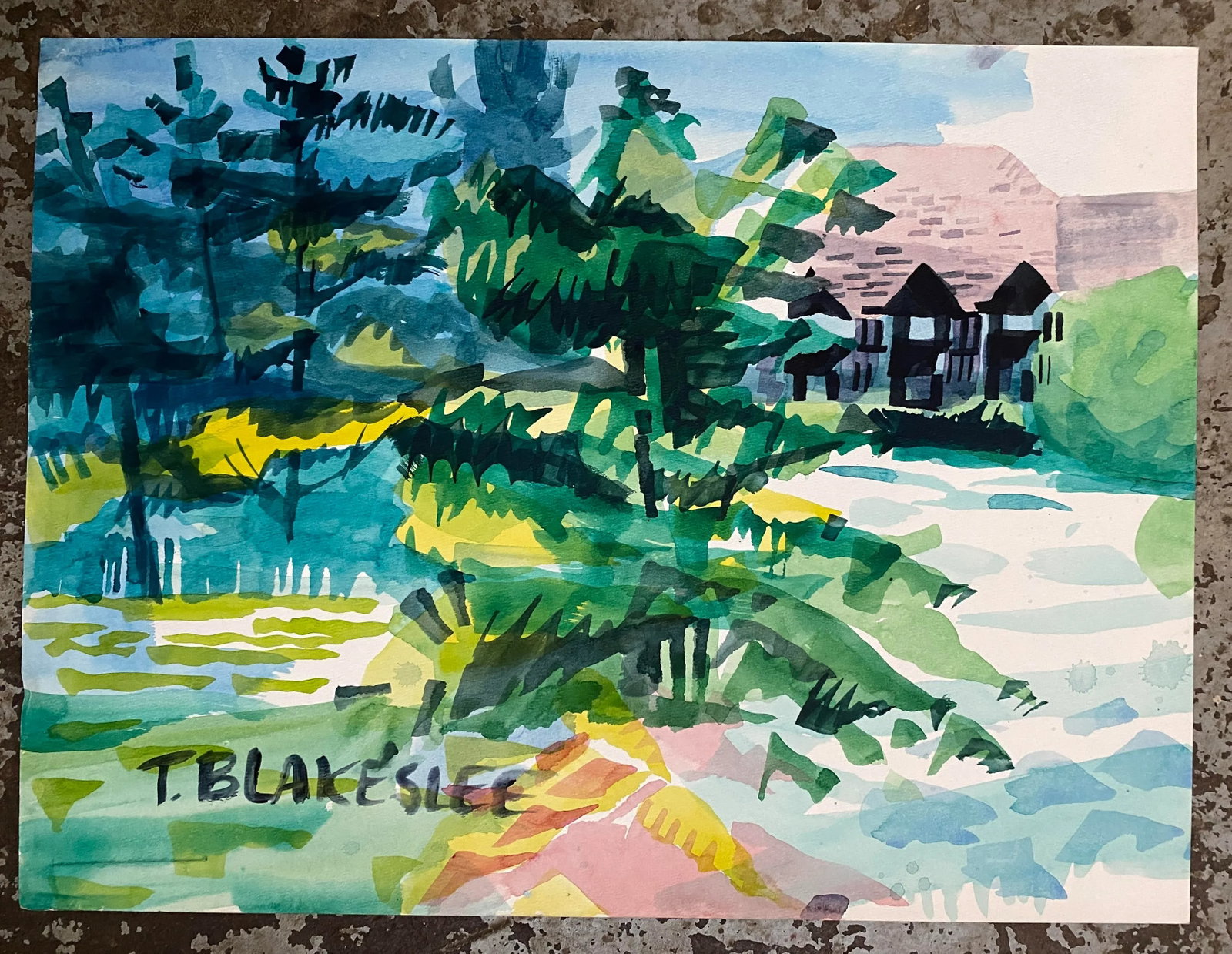 1960s Tina Blakeslee Modern Landscape Painting - 2
