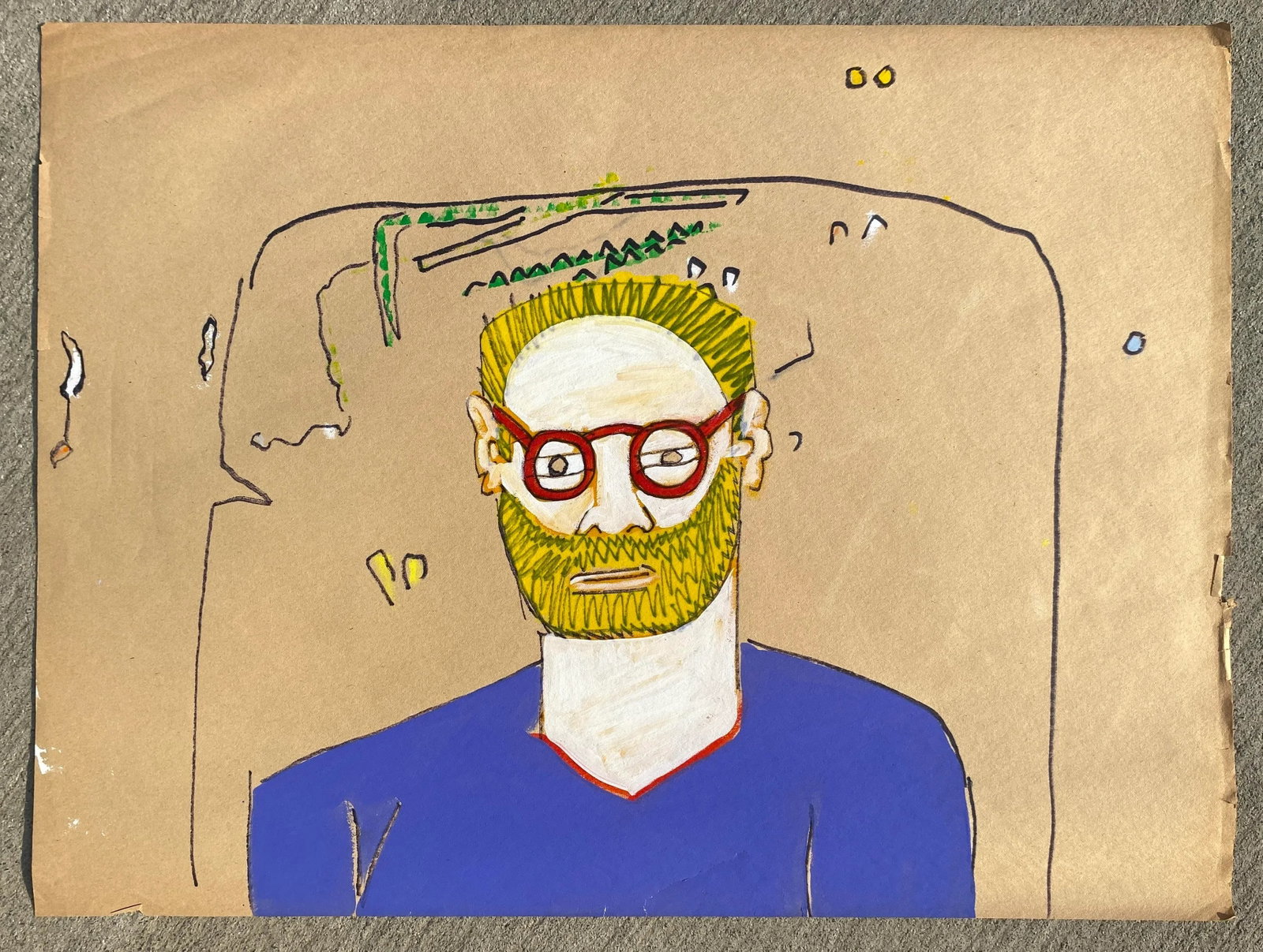 1960s Larry Connatser Self Portrait Painting - 3