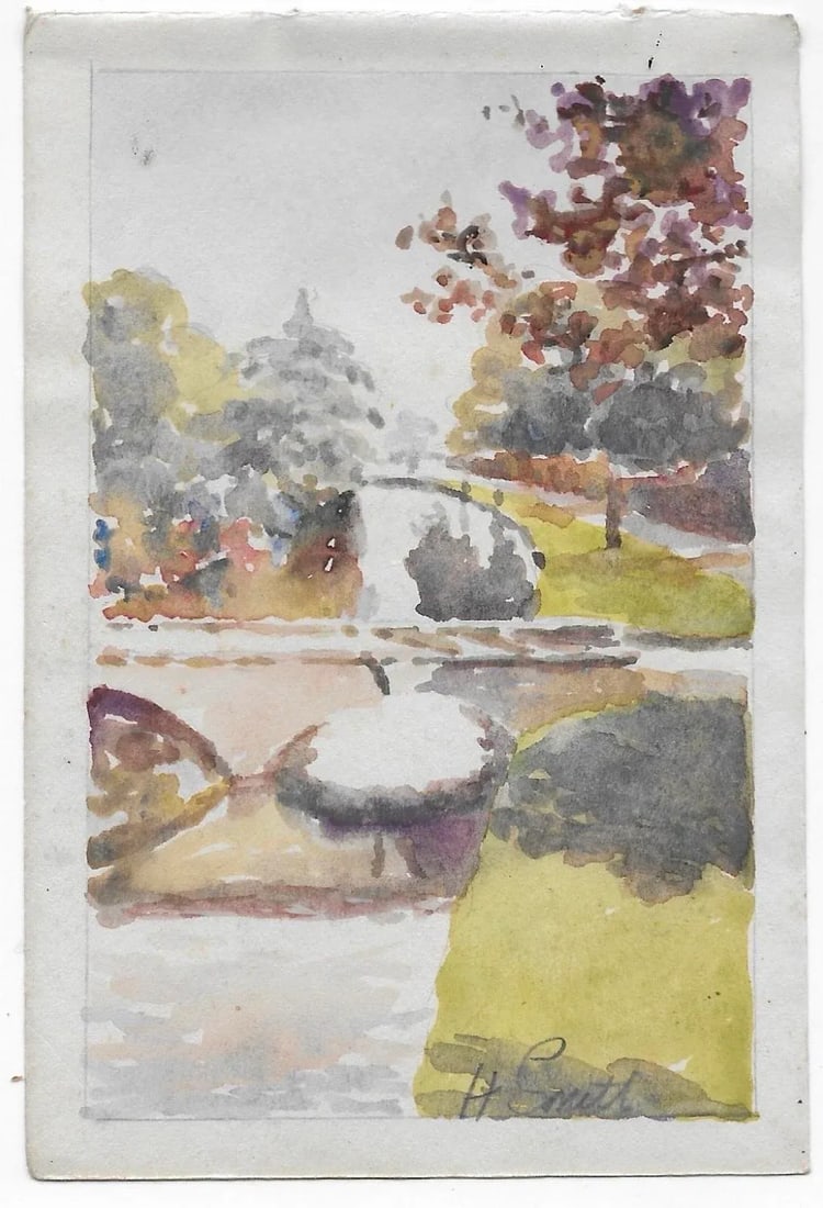 1945 Helen Smith Bourton on the Water English Village Watercolor - 2