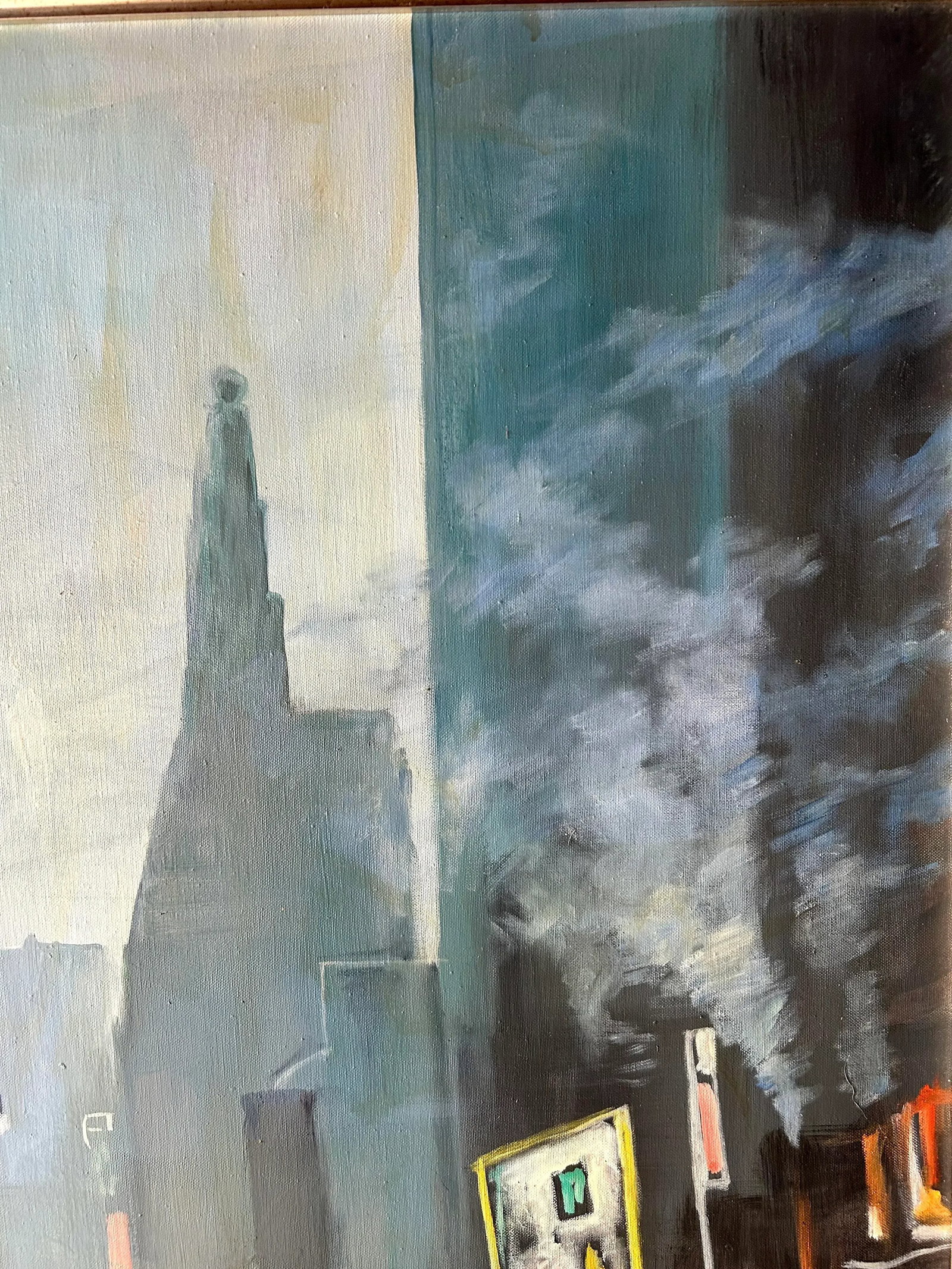 Vintage New York City Street Cityscape - Times Square & Taxis Painting, 1992 - 7