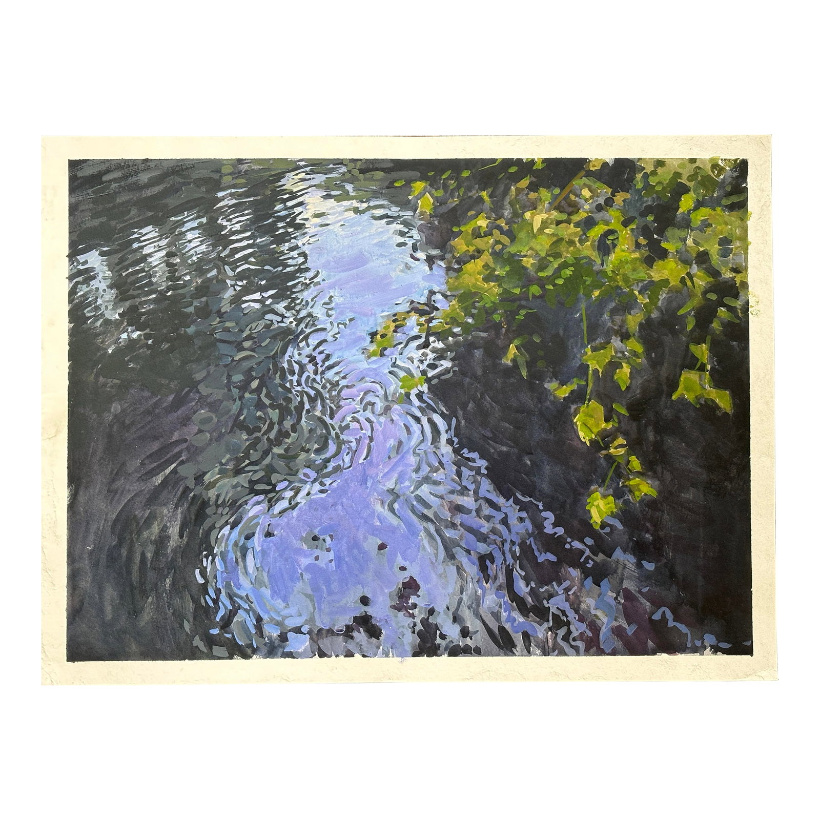 Moving Water, Impressionist Painting: Part of my series on moving water. Painting is 24 inches wide by 18 inches tall. A white border is left to all for framing. The painting ships unframed. Condition: Imperfections: No Imperfections Orig