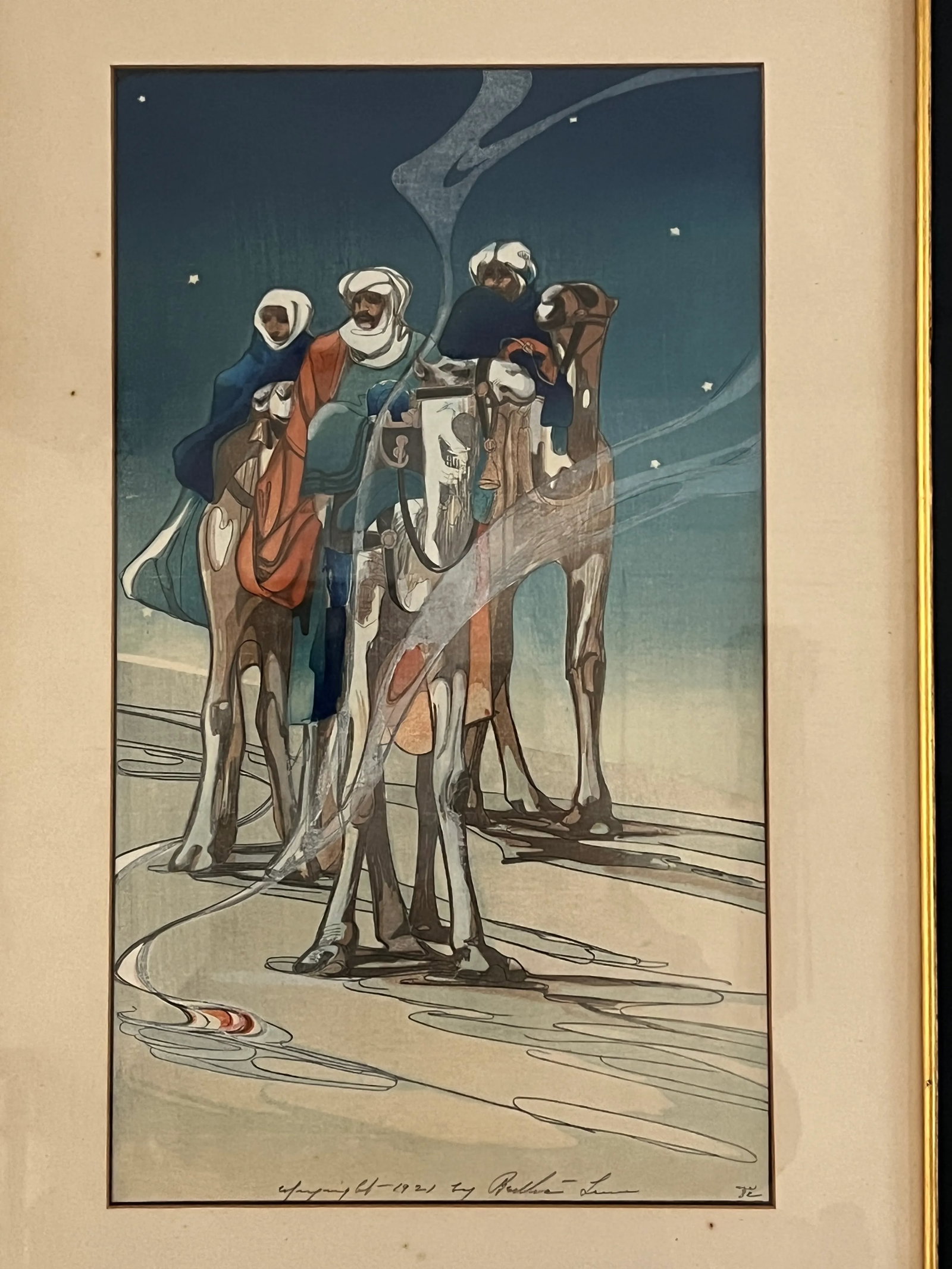 Vintage Bertha Lum Three Wise Men Original Color Woodcut Signed Dated Japanese Inspired - 2