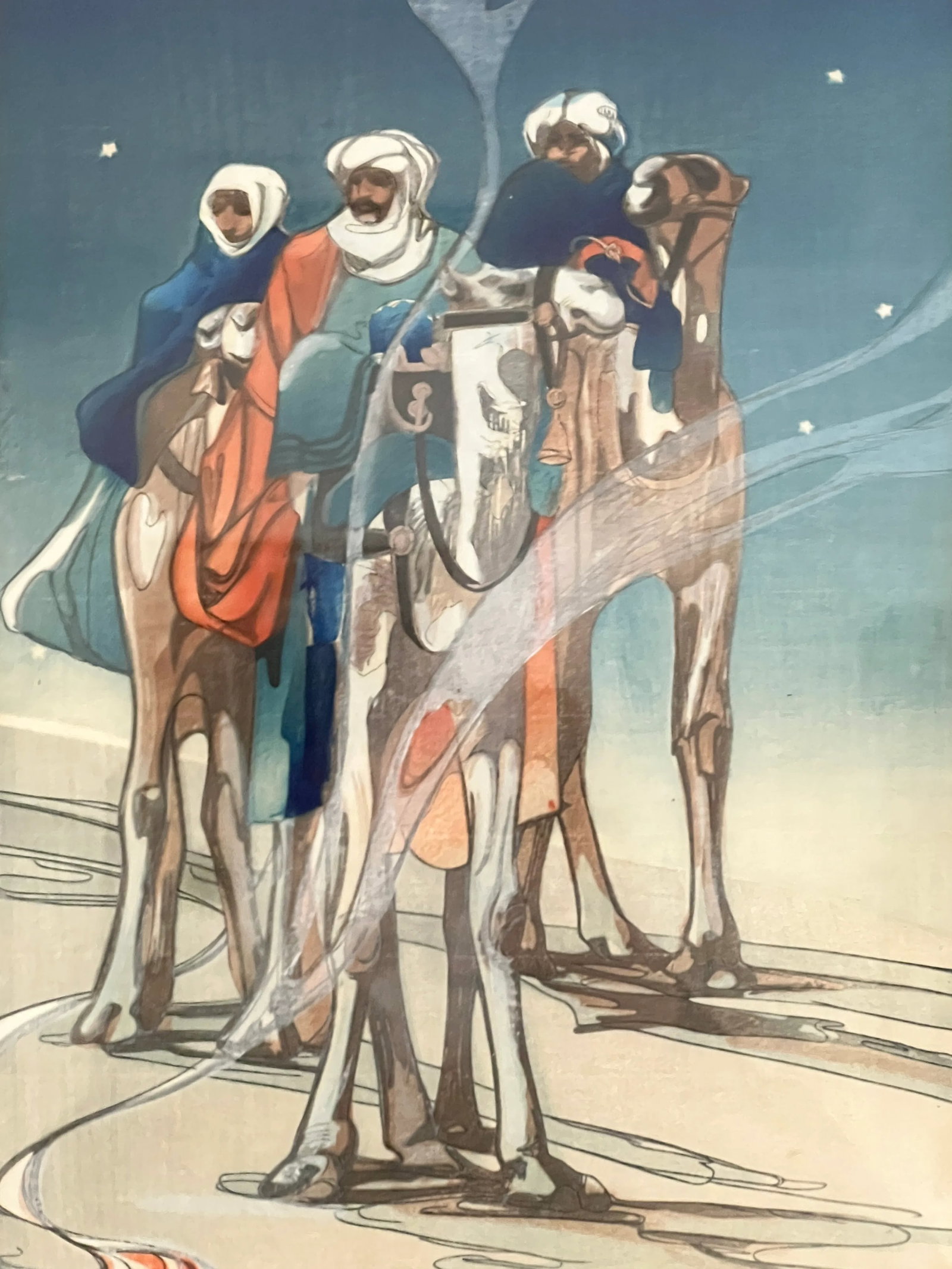 Vintage Bertha Lum Three Wise Men Original Color Woodcut Signed Dated Japanese Inspired - 3
