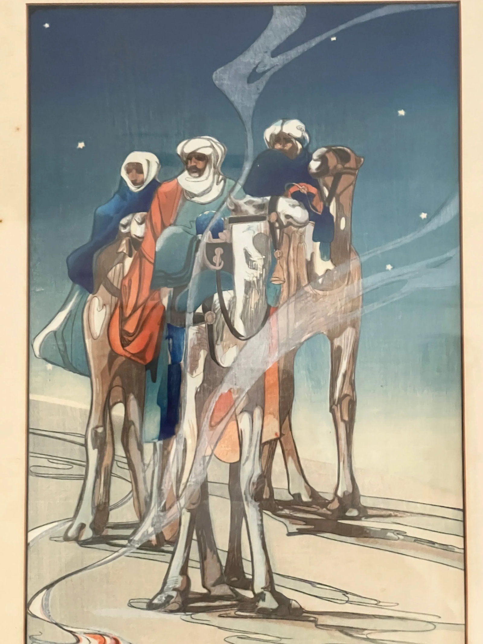 Vintage Bertha Lum Three Wise Men Original Color Woodcut Signed Dated Japanese Inspired - 4