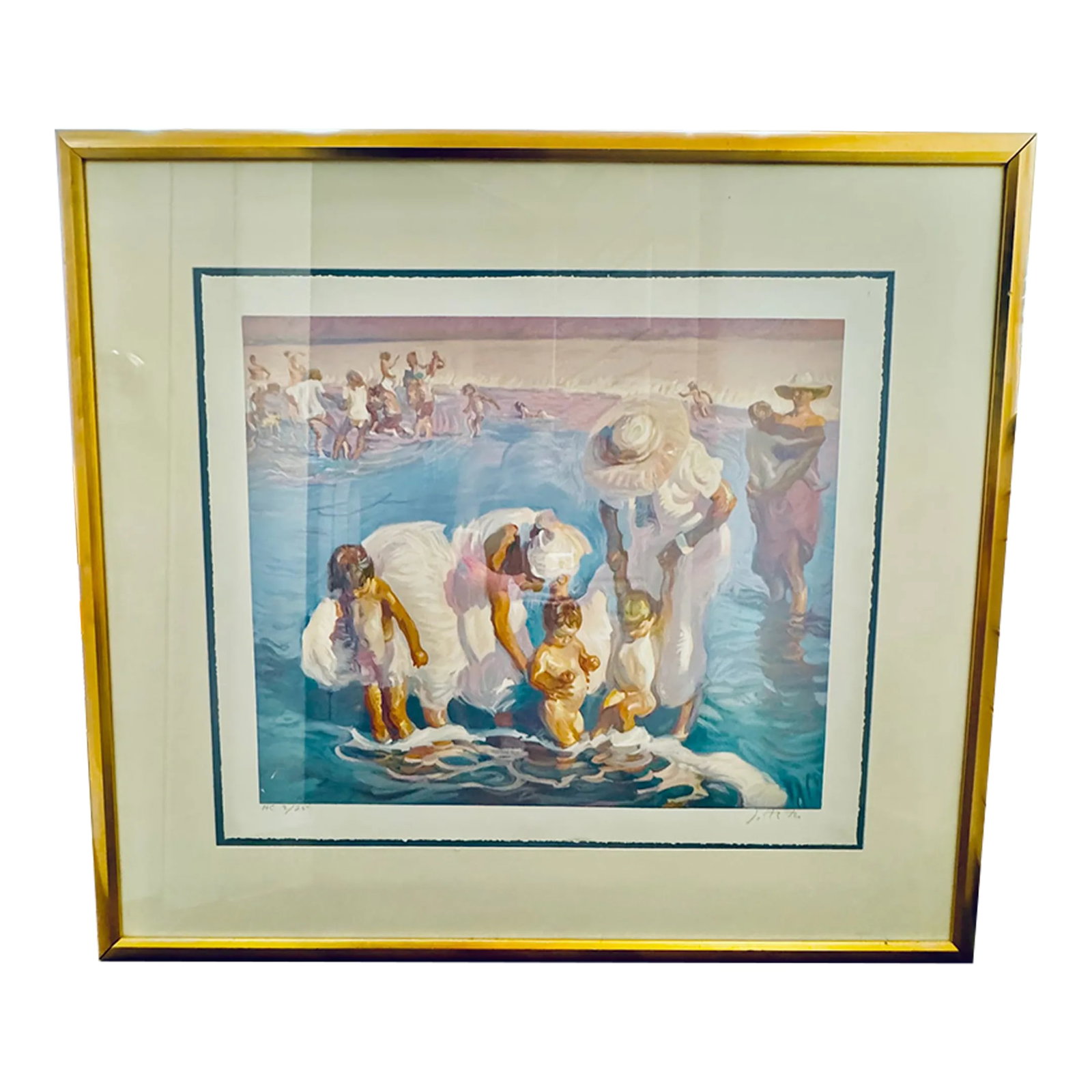 1980s John Asaro "Beach at Del Mar" Custom Frame, Signed & Numbered Hc 8 of 25 Serigraph: Beach at Del Mar by John Asaro is a limited edition signed serigraph numbered HC 8 of 25 that captures the serene and picturesque beauty of Del Mar, a coastal city in California. Known for its
