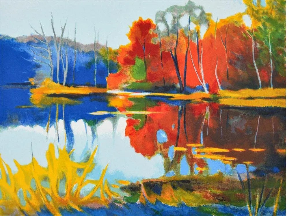 1990s Original Signed Tadashi Asoma "Afternoon Reflections" Screenprint, Ed. 132/175, Framed - 3