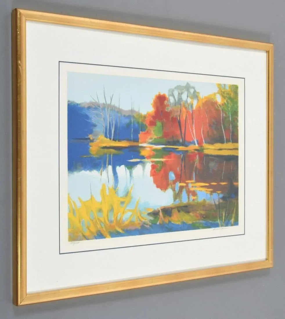 1990s Original Signed Tadashi Asoma "Afternoon Reflections" Screenprint, Ed. 132/175, Framed - 4