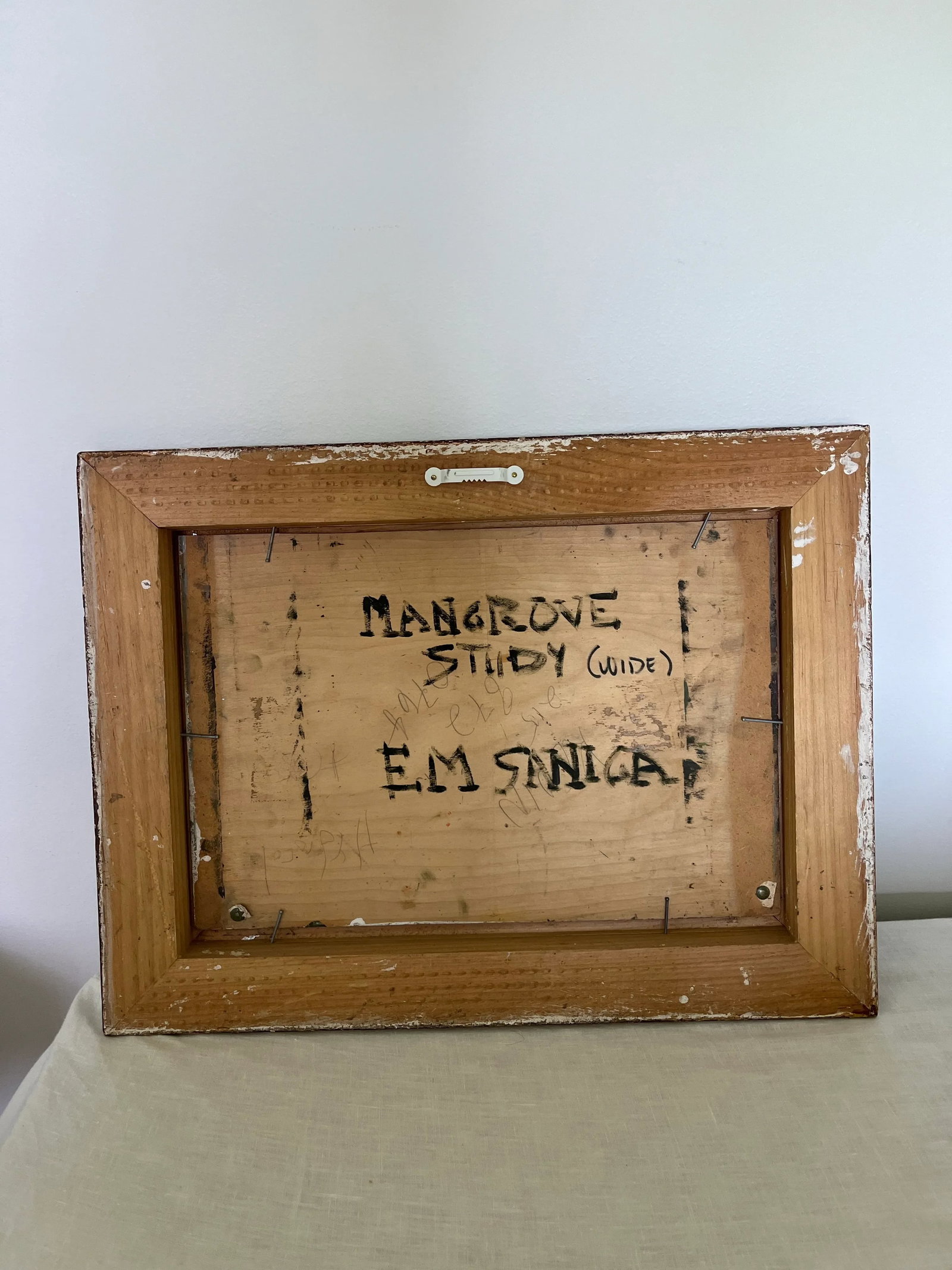 1980s Mangrove Study Original Oil Painting on Board by e.m. Senega, Landscape of Captivated Island, - 4
