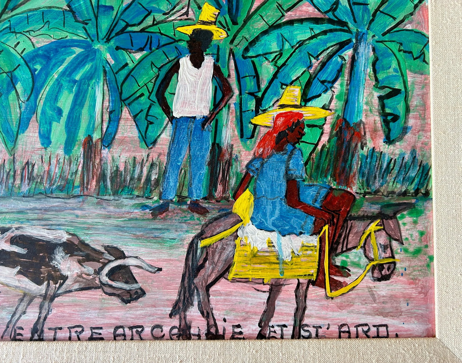 Mid 20th Century Original Signed Haitian Artist Gervais Emmanuel Ducasse "Ches Les Paysans Entre Arc - 10