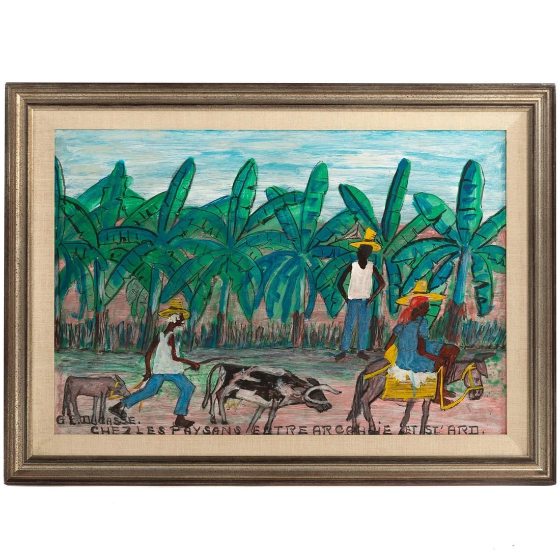 Mid 20th Century Original Signed Haitian Artist Gervais Emmanuel Ducasse "Ches Les Paysans Entre Arc - 2