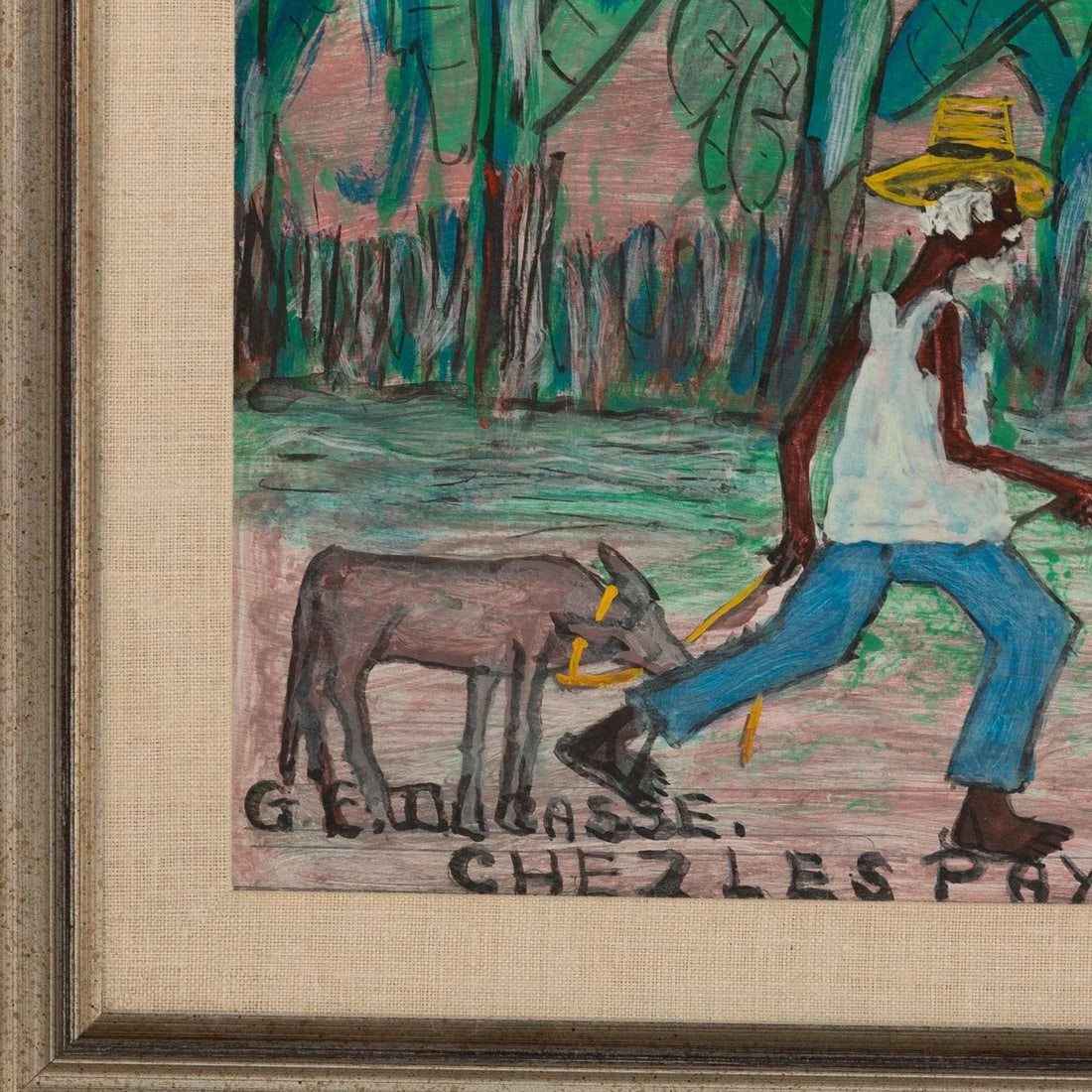 Mid 20th Century Original Signed Haitian Artist Gervais Emmanuel Ducasse "Ches Les Paysans Entre Arc - 3