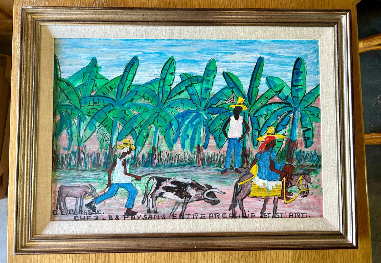 Mid 20th Century Original Signed Haitian Artist Gervais Emmanuel Ducasse "Ches Les Paysans Entre Arc - 6