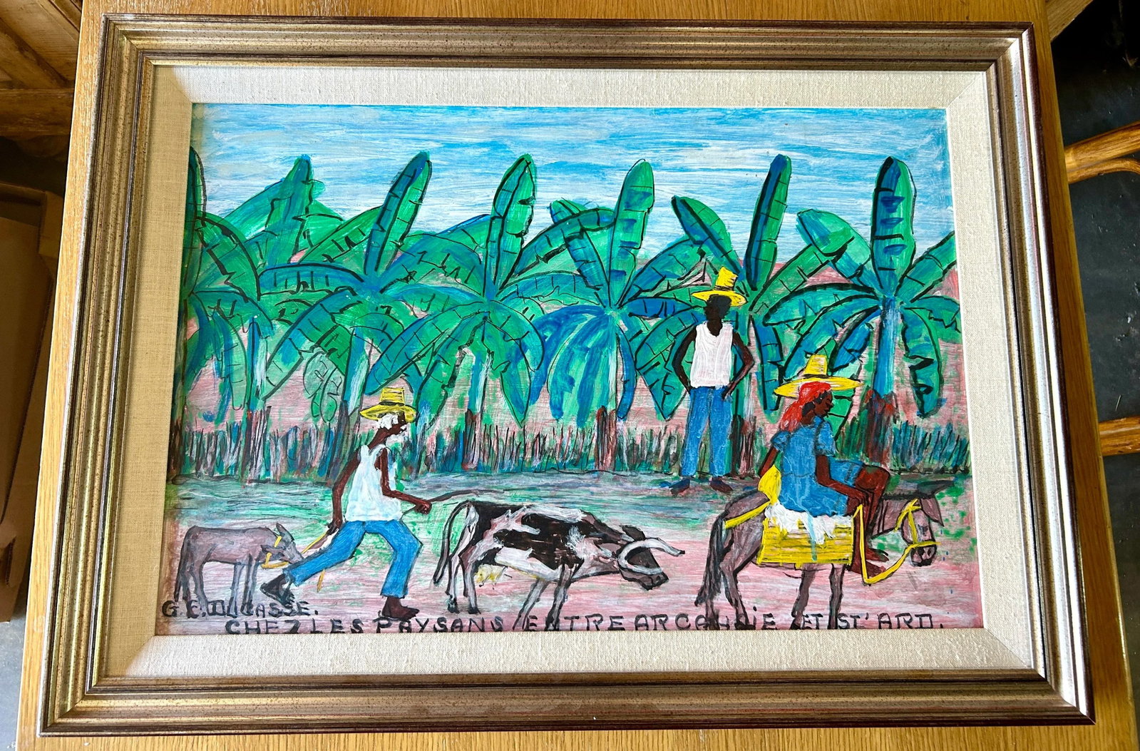 Mid 20th Century Original Signed Haitian Artist Gervais Emmanuel Ducasse "Ches Les Paysans Entre Arc - 7