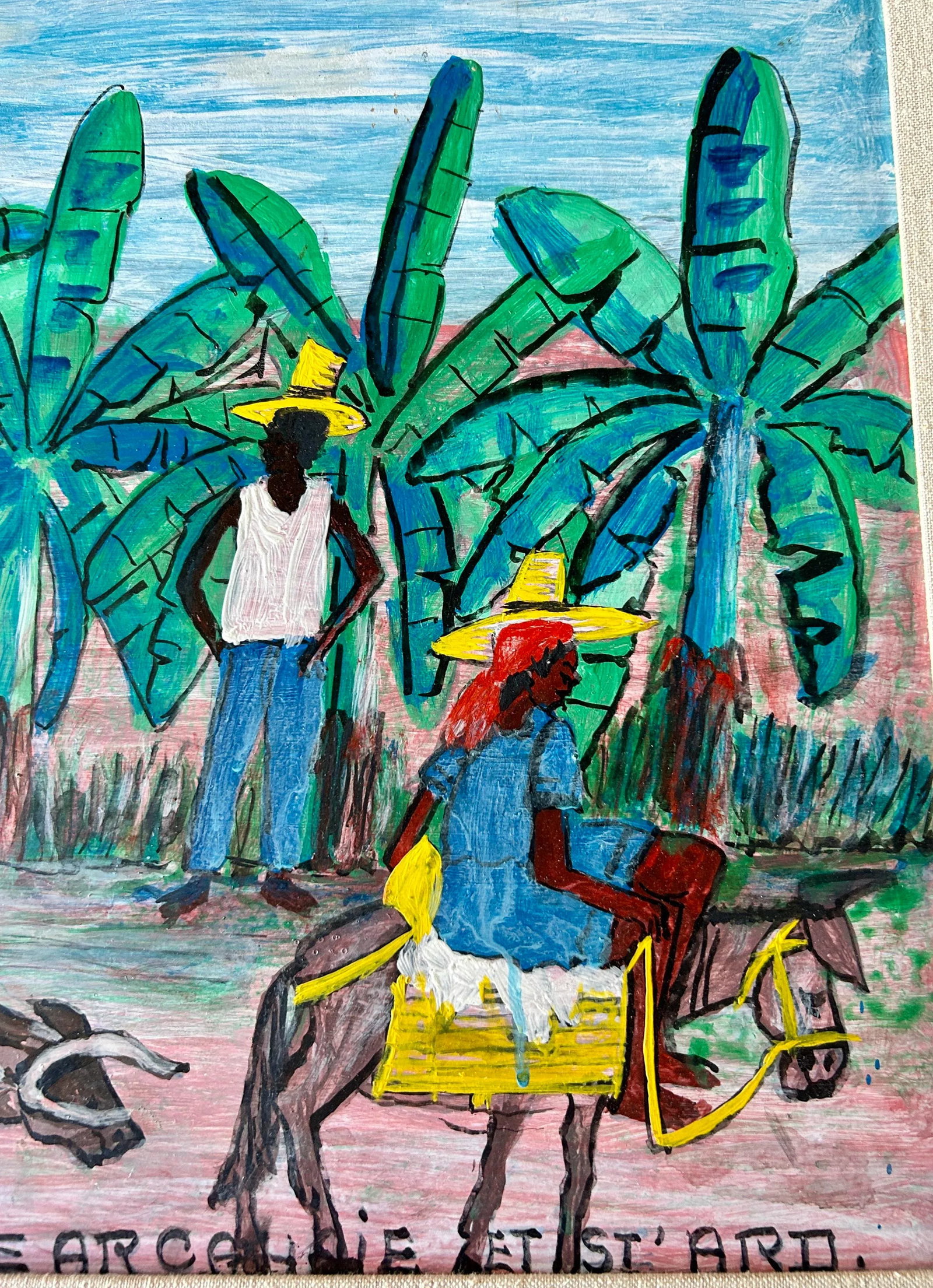 Mid 20th Century Original Signed Haitian Artist Gervais Emmanuel Ducasse "Ches Les Paysans Entre Arc - 8