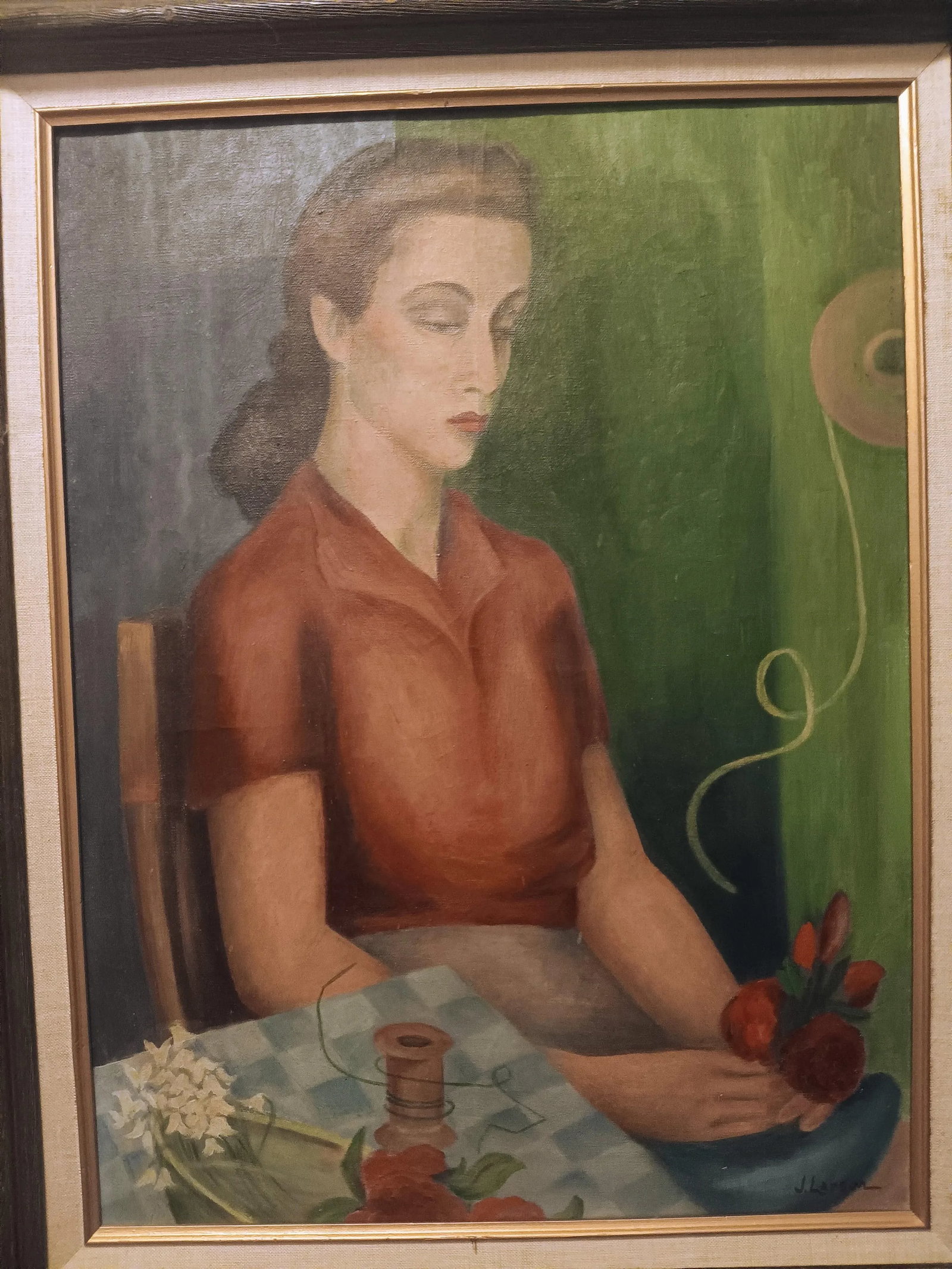 Mid 20th Century The Blind Florist, Original Oil on Canvas Painting by Noted Artist Jessie Larson, F - 2