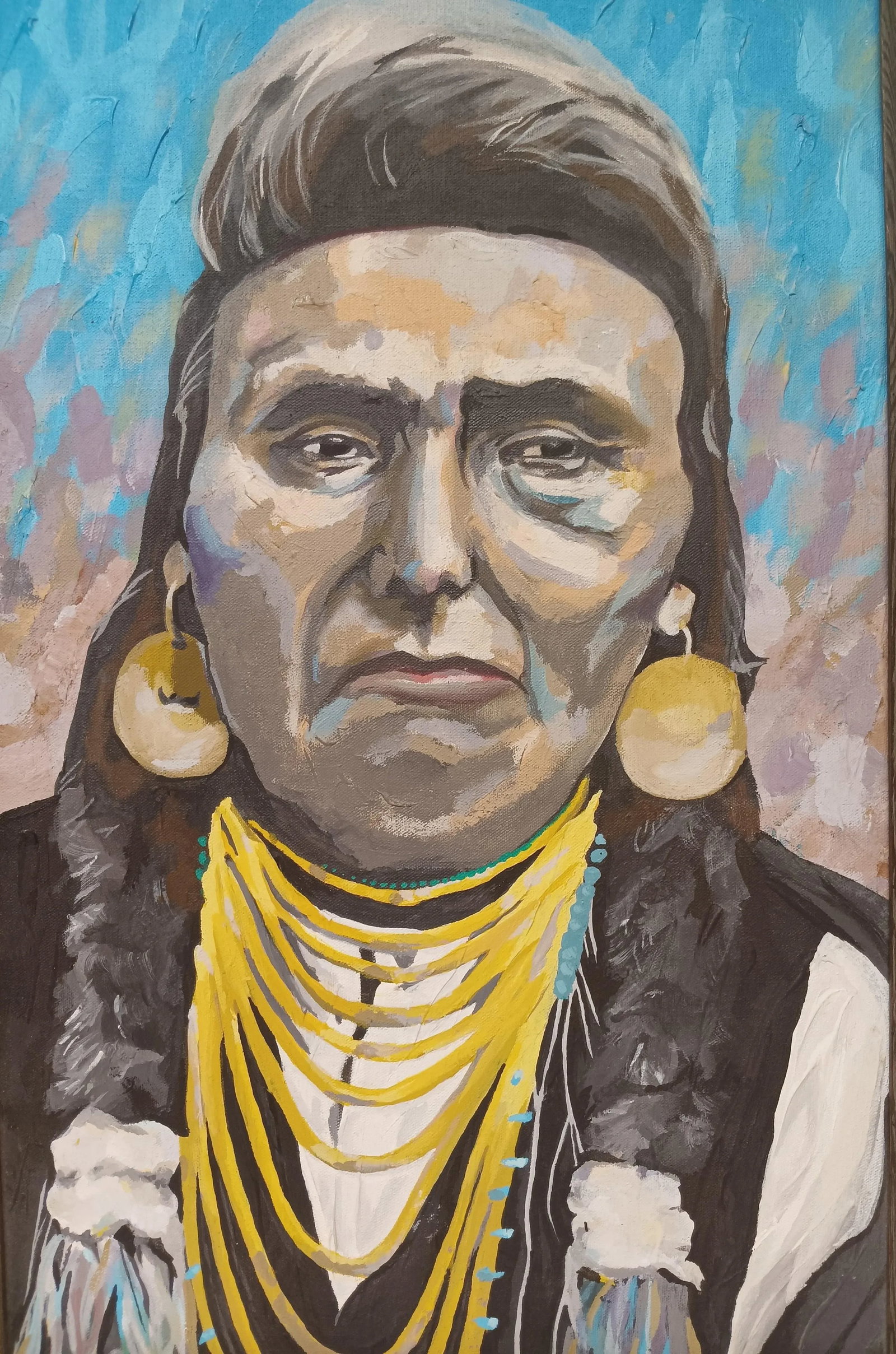 Mid 20th Century American Indian Chief Hin-Mah-Too-Yah-Lat-Kekt, Know as " Chief Joseph" Oil on Canv - 2