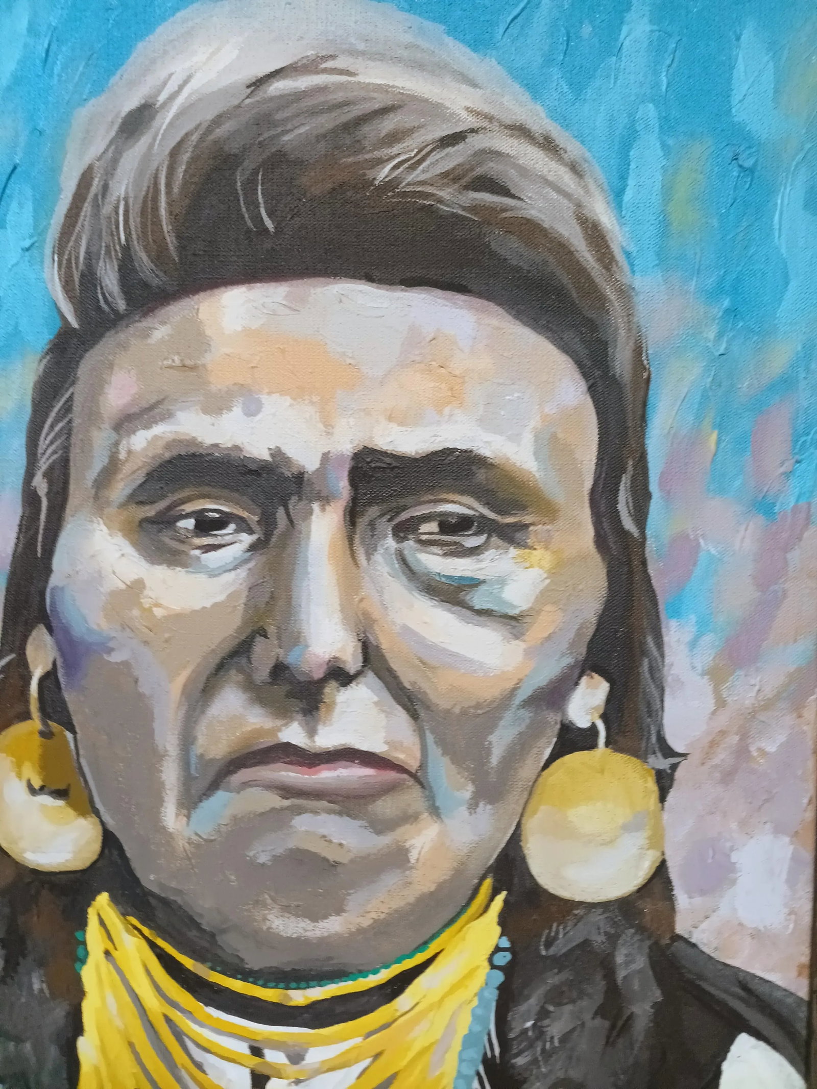 Mid 20th Century American Indian Chief Hin-Mah-Too-Yah-Lat-Kekt, Know as " Chief Joseph" Oil on Canv - 4