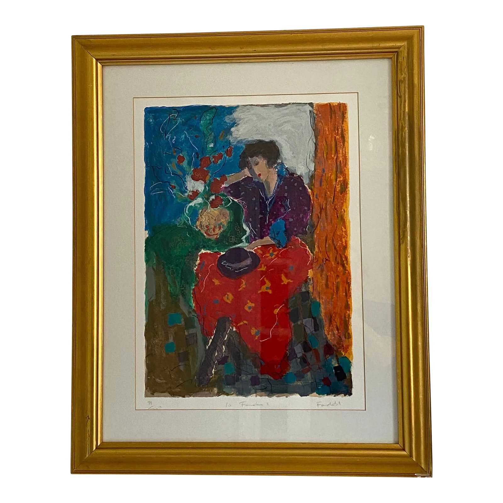 La Fenetre II Serigraph, Number 71/350, Signed by Roy Fairchild Woodard Circa 1980s: La Fenetre II by Roy Fairchild Woodard. Limited edition Serigraph numbered 71 of 350. Image size 22" high and 15.5" wide. Original gold wood frame: 33 3/4" high by 26 3/4" wide by 1.5" deep Purchased 
