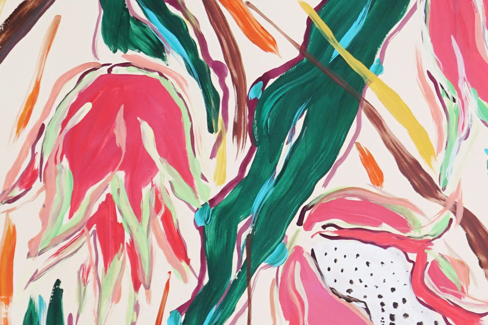 2024, Illustration Style Painting of Dragon Fruit Bush, Acrylic Painting and India Ink on Watercolor - 4