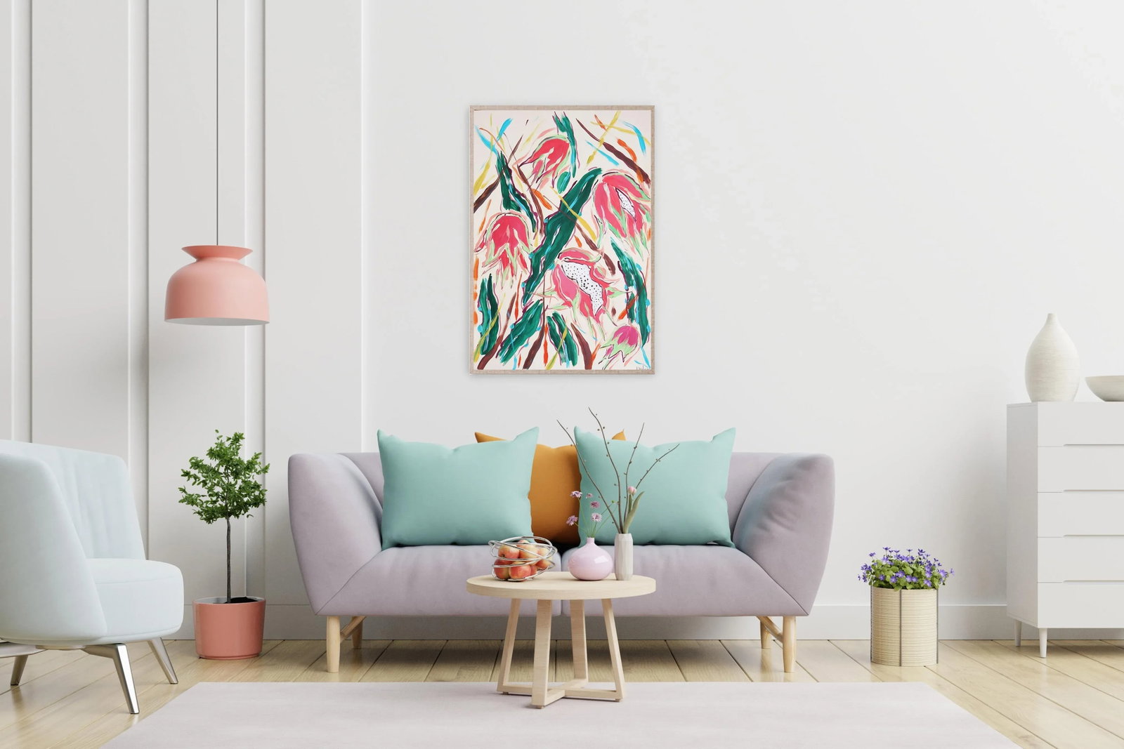2024, Illustration Style Painting of Dragon Fruit Bush, Acrylic Painting and India Ink on Watercolor - 8