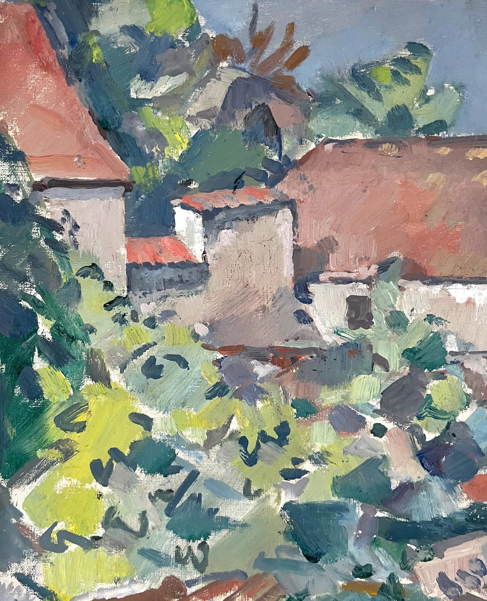 Mid Century Mediterranean Landscape Oil Painting - Edvin Ollers - 3