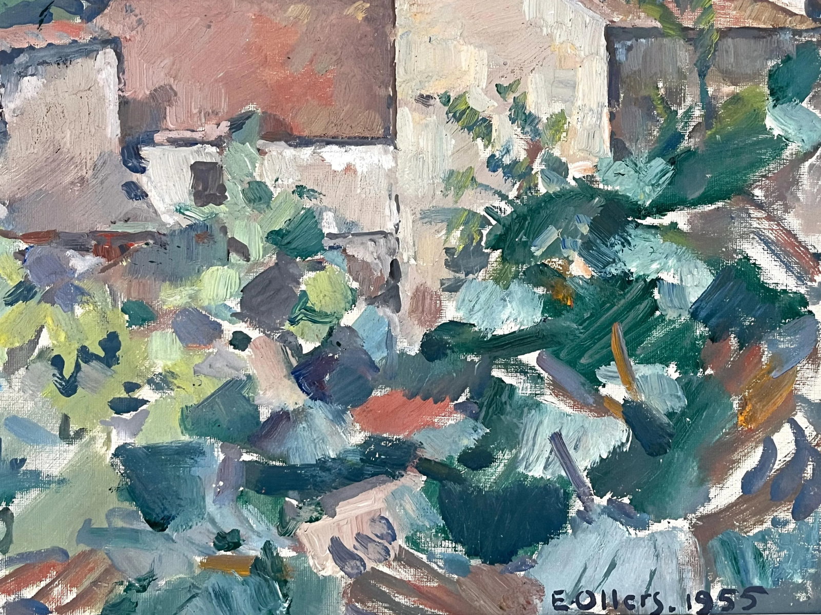 Mid Century Mediterranean Landscape Oil Painting - Edvin Ollers - 7