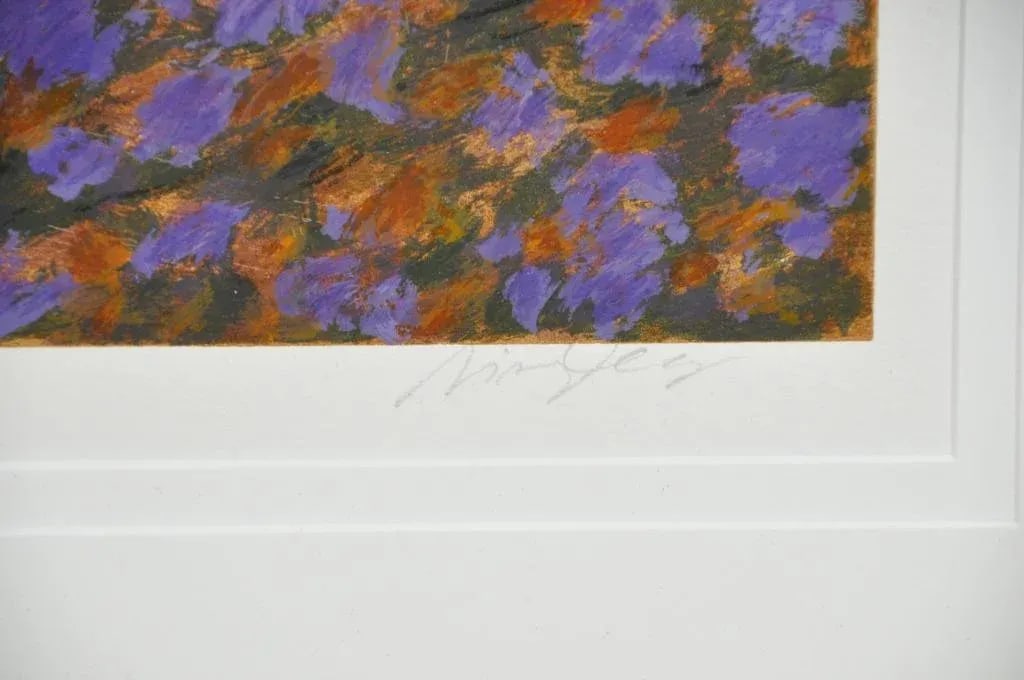 Large (42"x54") Framed Limited Edition Serigraph Depicting Lilies Around a Pond - 3