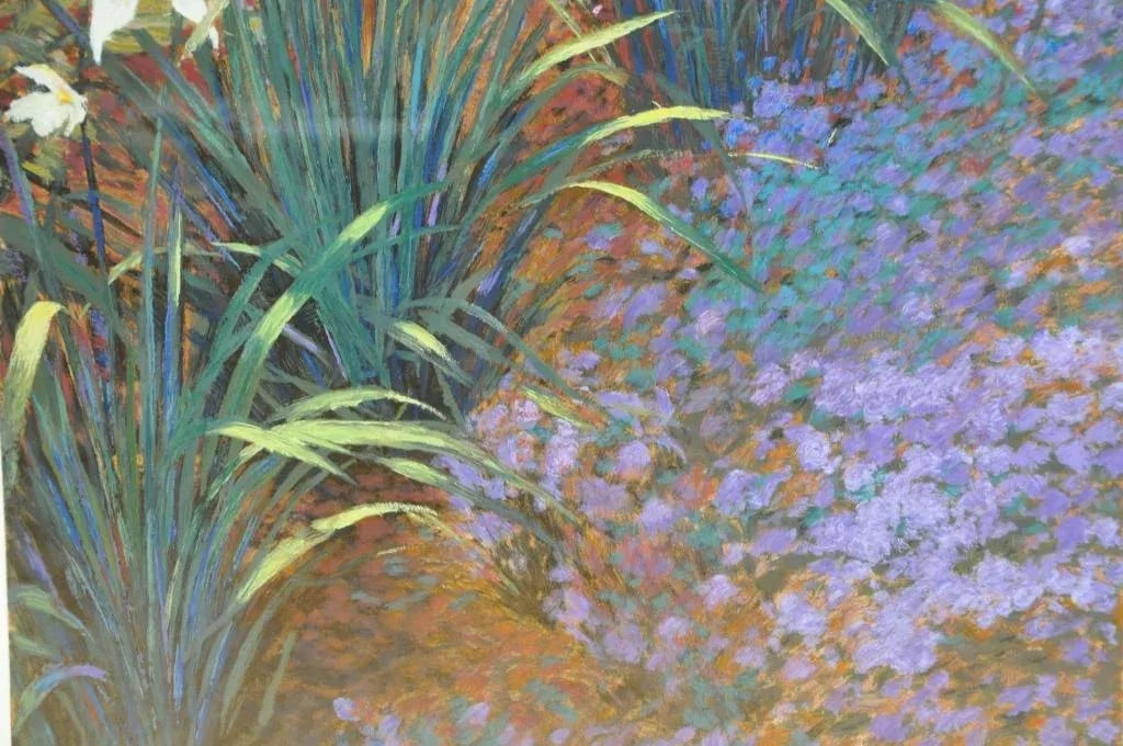 Large (42"x54") Framed Limited Edition Serigraph Depicting Lilies Around a Pond - 5